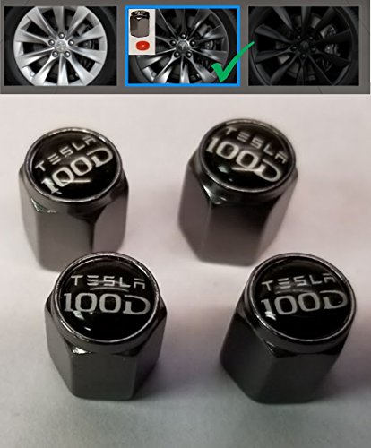 Premium My Bling Caps Valve Stem Caps for Tesla Model S/X/3 - Gun Metal Finish (Fits Tesla 100D) - Stylish Wheel Accessories for Car Enthusiasts & Customization Lovers