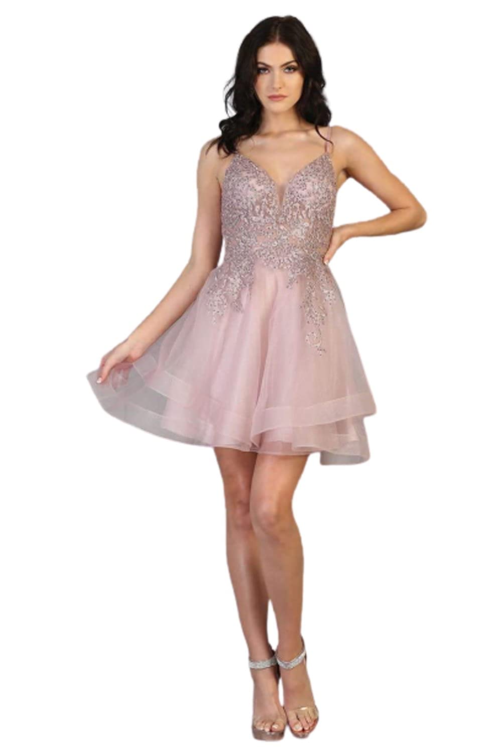 Elegant Embellished Graduation Dress in Champagne - Perfect for Graduation Ceremonies, Prom Nights & Special Occasions