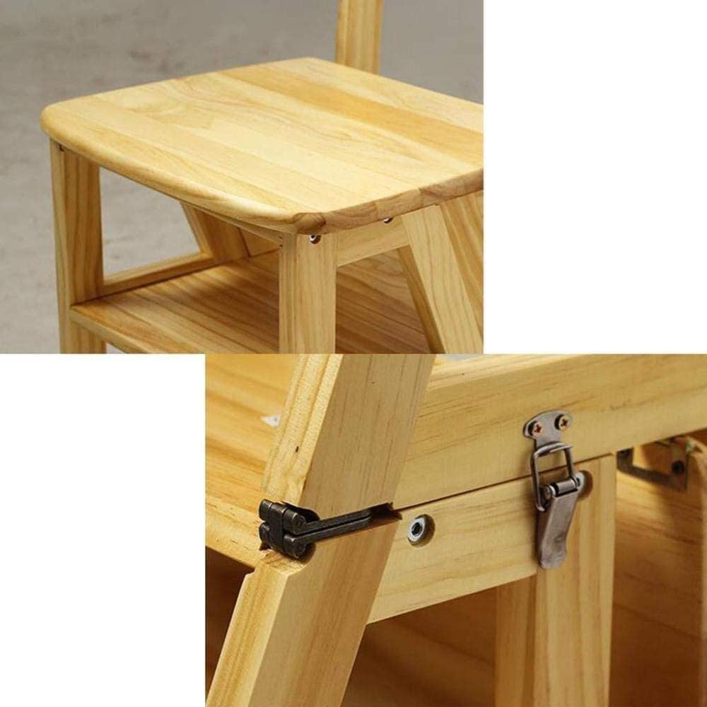 4-Step Foldable Wooden Step Stool for Kitchen, Indoor Use - Multifunctional Ladder Stool for Reaching High Shelves, Flower Stand, Shoe Bench - Perfect for Home, Office, and Storage Organization