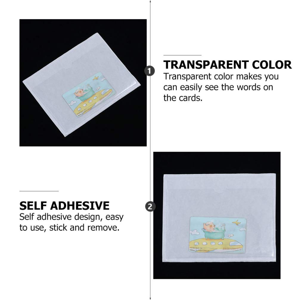 10pcs Clear Self-Adhesive Card Sleeves - Waterproof Business Card Holders, Name Badge Protectors & ID Card Covers for Office, Events, Conventions and Work Security (EVA Material)
