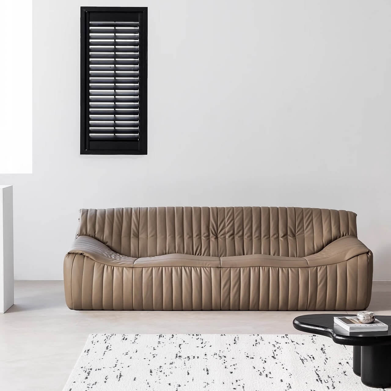 Premium Black Microfiber Leather Sofa - 4-Seater Modern Living Room Furniture for Home & Office Comfort (Perfect for Family Gatherings, Movie Nights & Small Spaces)