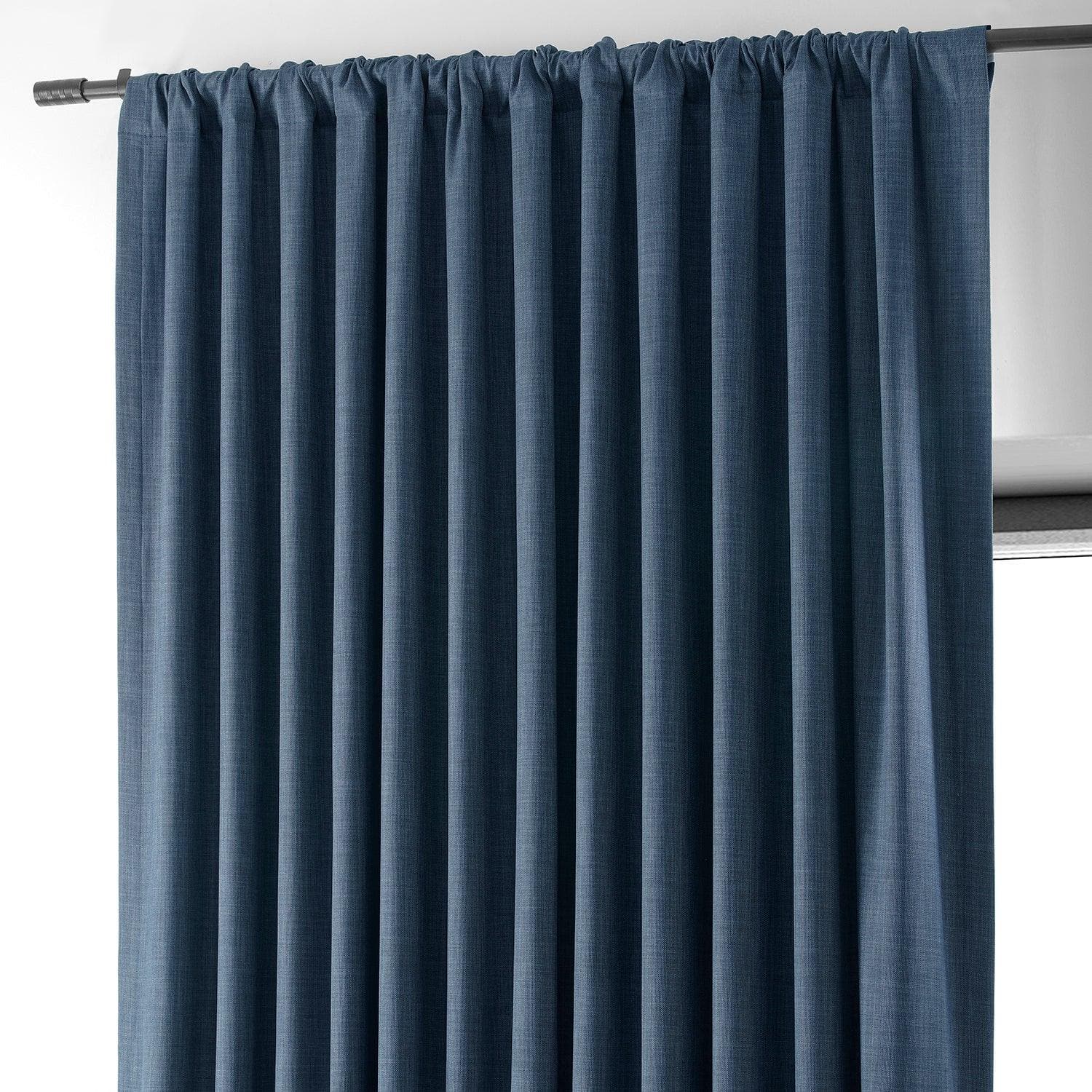 Premium Dark Blue Extra Wide Blackout Curtains - Thermal Insulated Linen Hotel Drapes for Bedroom, Living Room & Home Theater (90