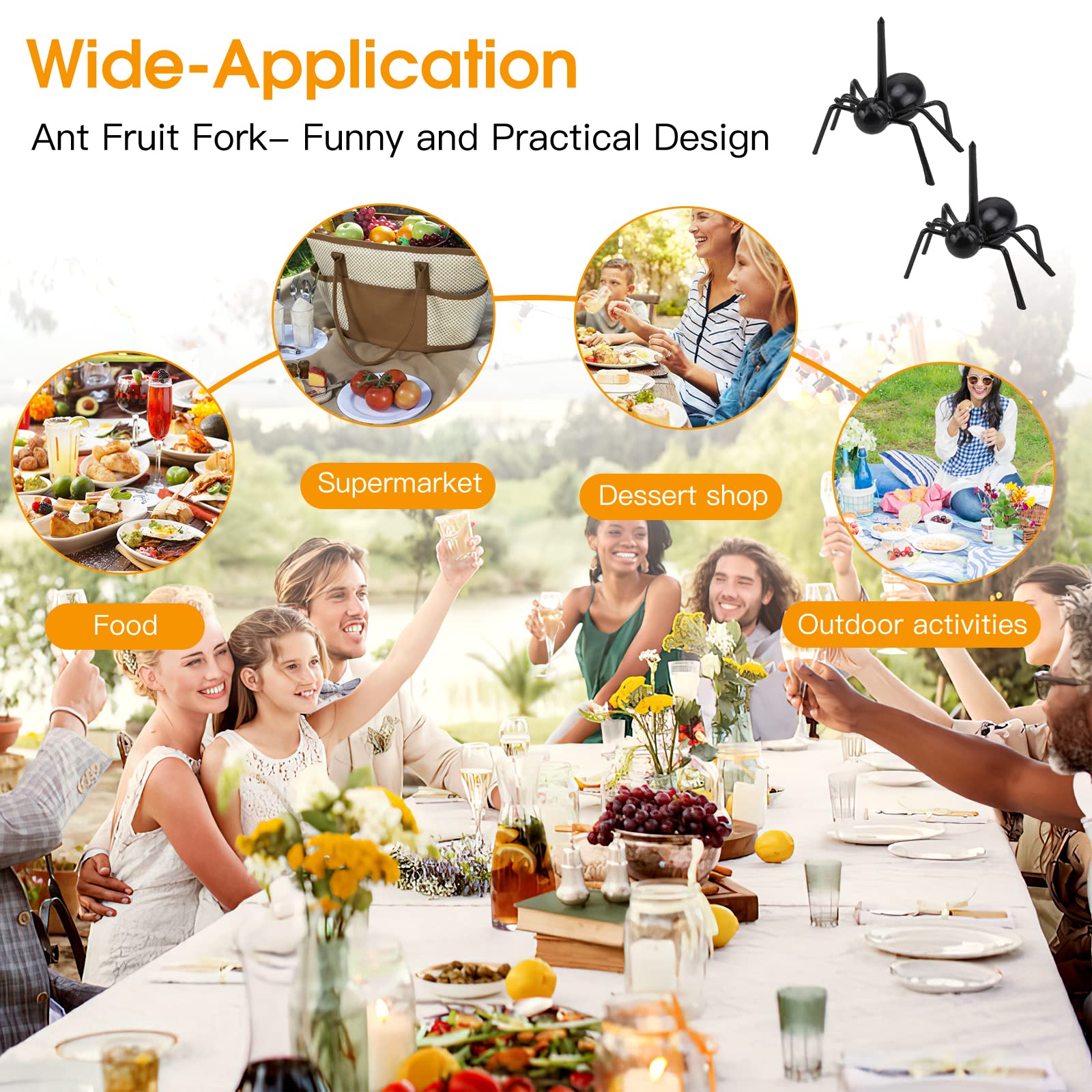 36PCS Ant-Shaped Toothpicks for Fruit, Desserts, Snacks & Cakes - Reusable Appetizer Forks with Storage Box - Perfect for Kitchen, Baby Showers, Weddings & Bug-Themed Birthday Parties