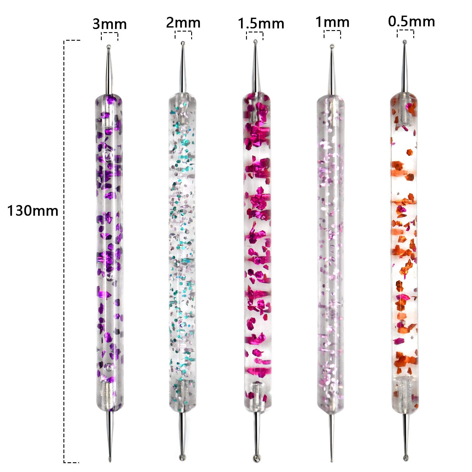 5Pcs Nail Dotting Pen Set - Professional Dotting Painting & Polish Carving Tools for Nail Art Designs - Perfect for Gel Polish Decoration & Manicures - Ideal for DIY Nail Art, Salon Use & Home Manicures
