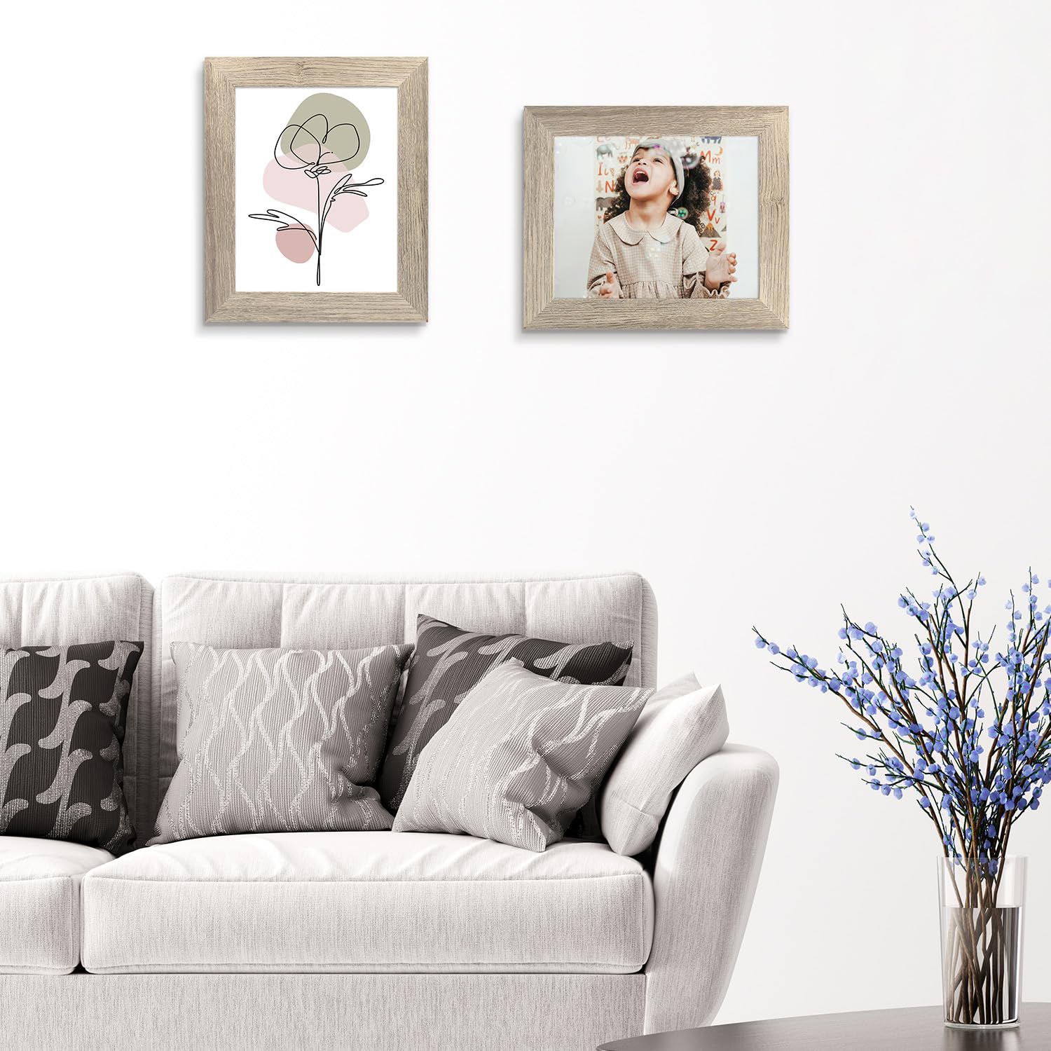 Golden State Art 8x10 Picture Frame - Country Wood Grain Style - Tabletop or Wall Display - Perfect for Photos, Gifts, Wedding Portraits & Home Decor (2 Pack, Beige) | Ideal for Living Room, Bedroom, Office & Gallery Wall Displays