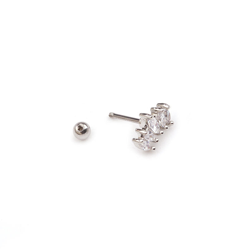 20G Silver Hypoallergenic Snowflake Cartilage Ear Stud | HSPJ1904 | Perfect for Helix, Tragus & Cartilage Piercings, Everyday Wear & Special Occasions