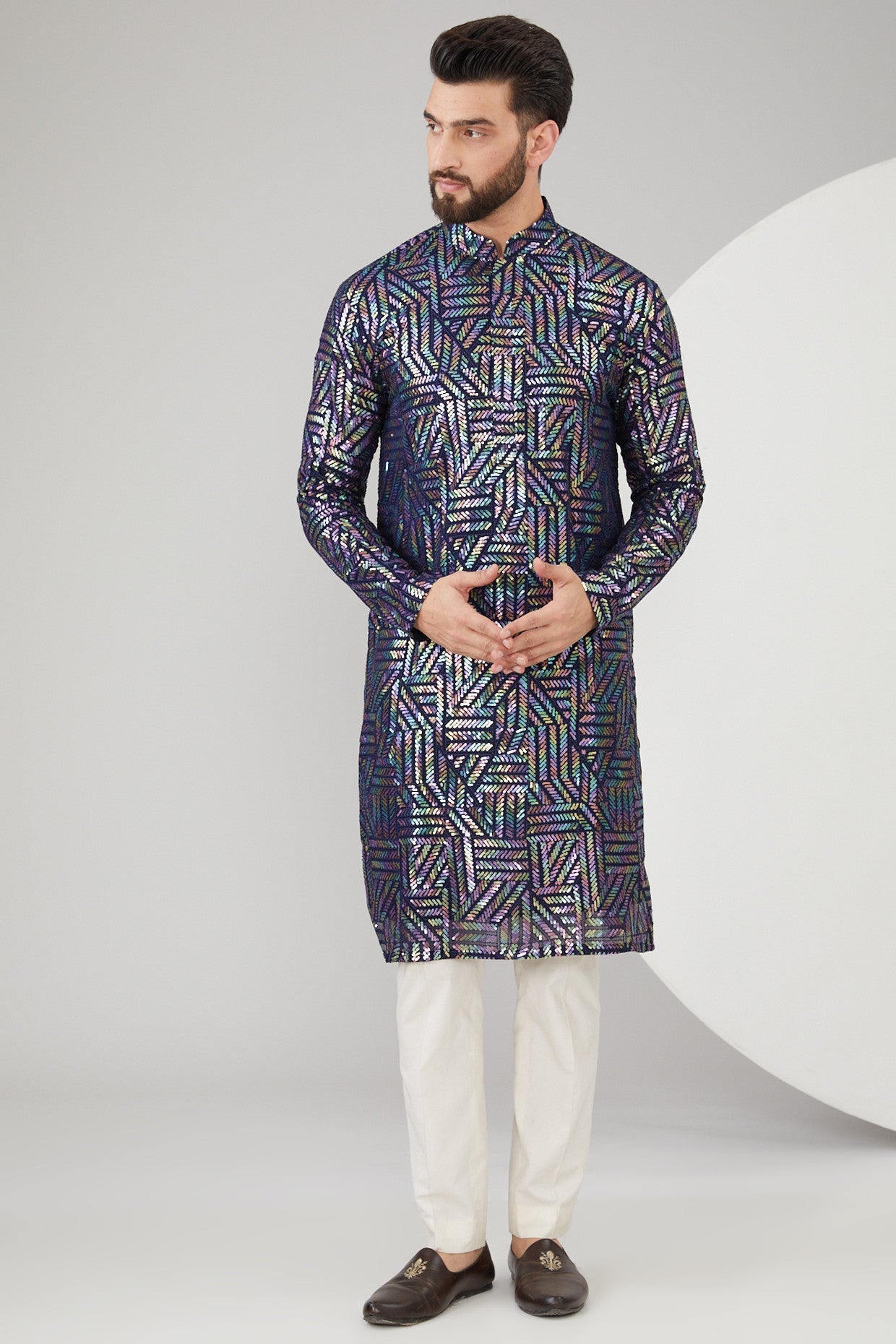 Multi-Colored Georgette Sequins Embroidered Kurta for Women | Elegant Indian Party Wear & Festive Occasion Outfit | Perfect for Weddings, Diwali & Special Events