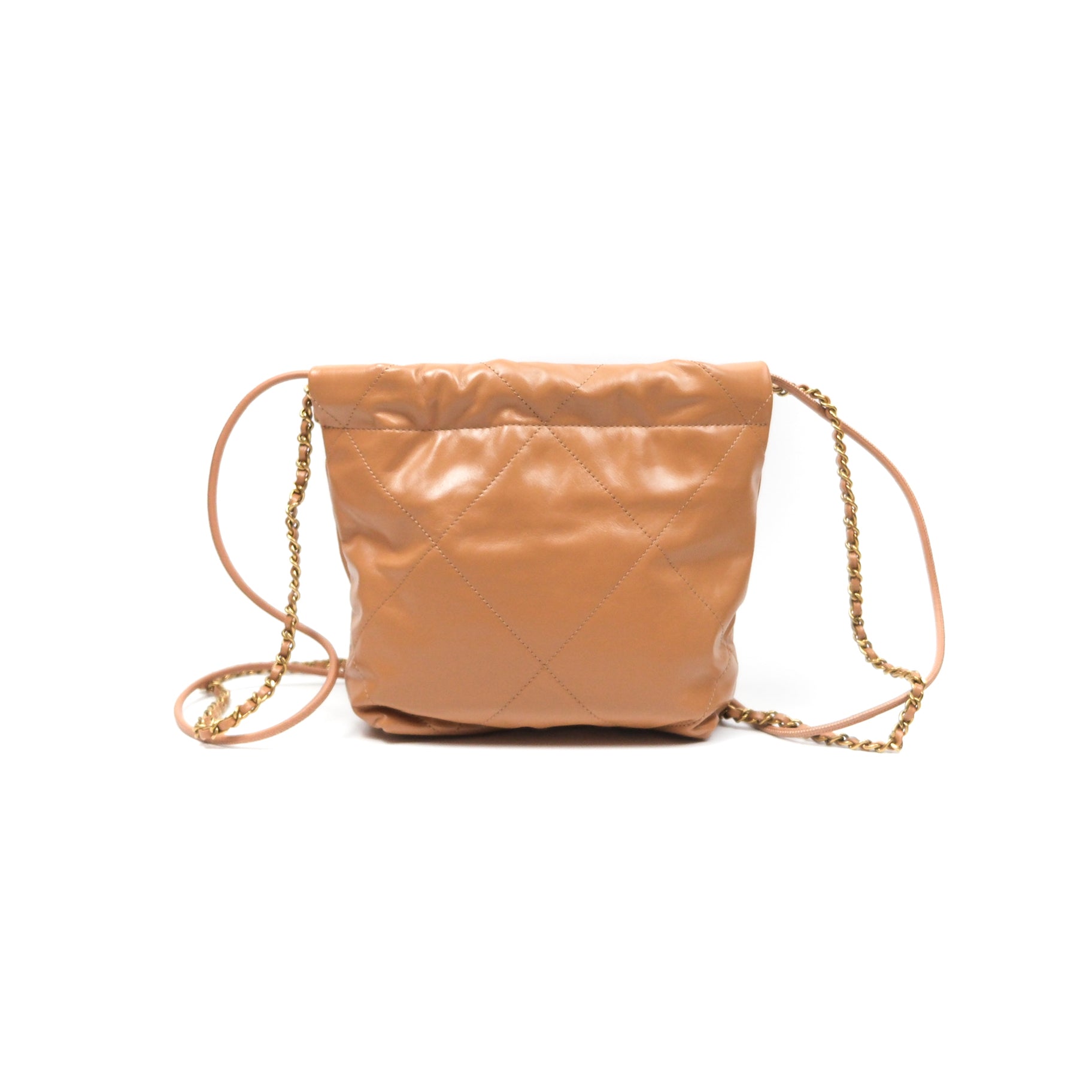 Chanel 22 Mini Bag in Caramel Crumpled Calfskin Leather - Luxury Crossbody Purse for Women, Perfect for Date Night & Evening Events