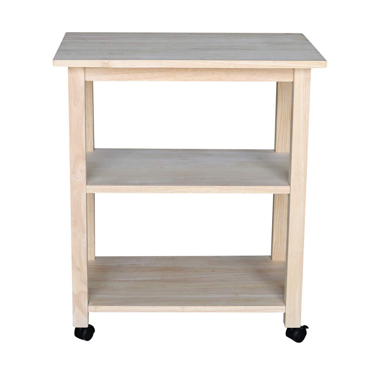 International Concepts Unfinished Microwave Cart - Compact Kitchen Storage Solution for Small Spaces & Apartments