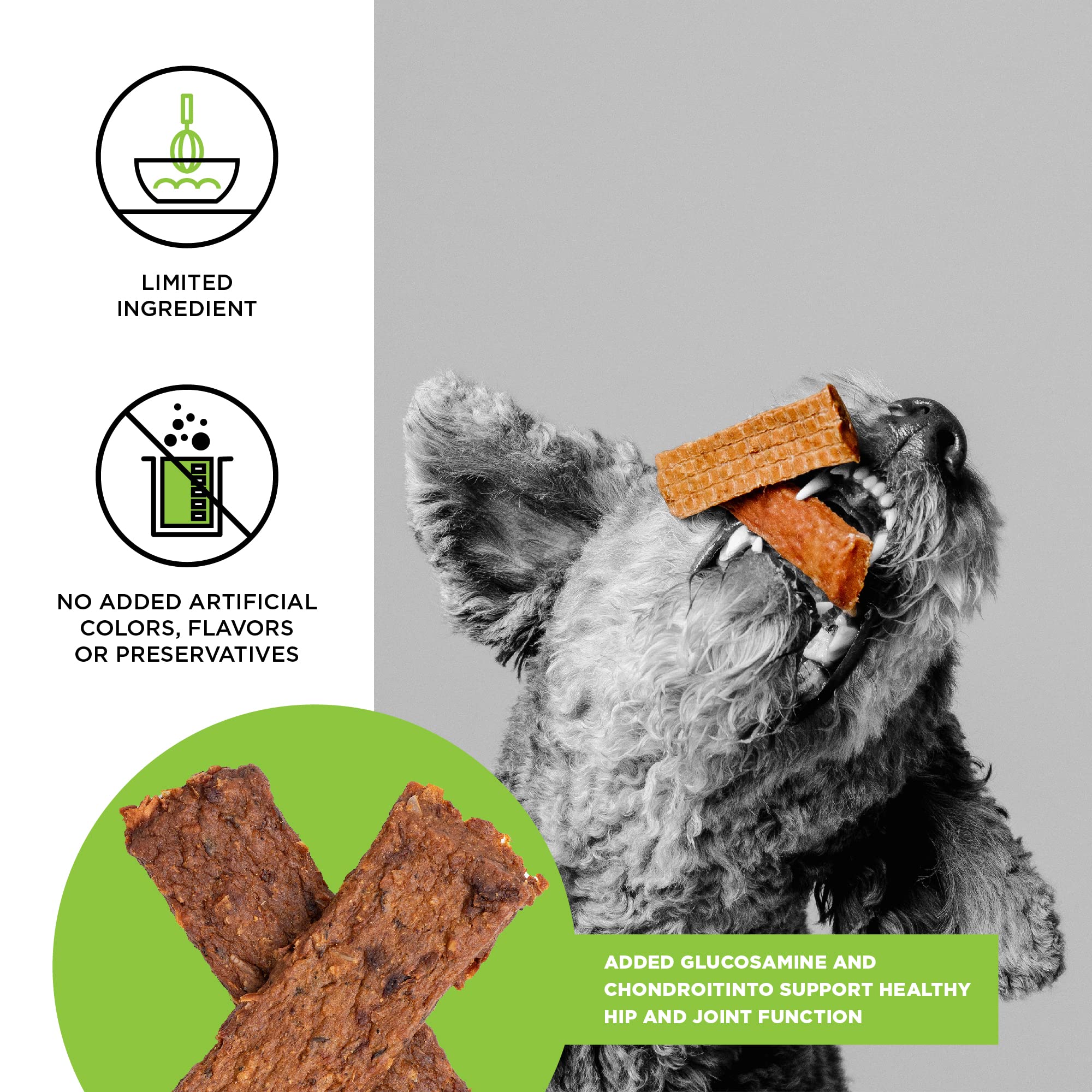 BIXBI Hip & Joint Support Chicken Jerky Dog Treats, 12 oz - Grain Free, Glucosamine & Chondroitin for Joint Health - High Protein, Antioxidant Rich Dog Snacks - Made in USA - Perfect for Senior Dogs & Active Pets