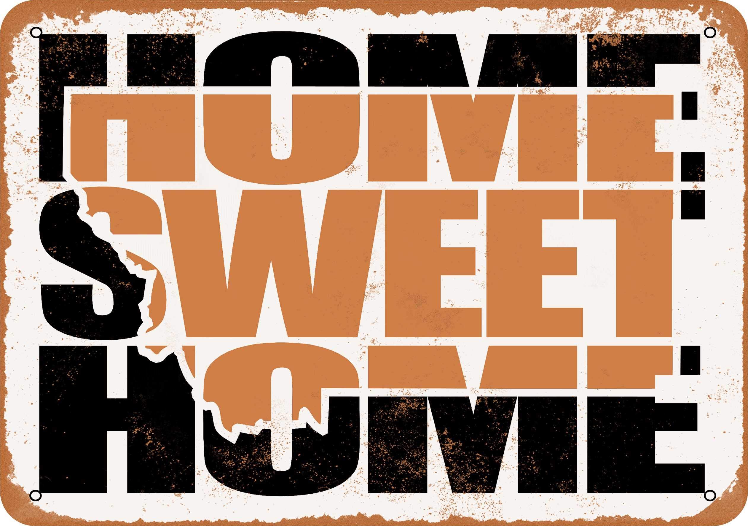 9 x 12 Vintage Metal Wall Sign - Home Sweet Home Montana Brown Rustic Decor - Perfect for Living Room, Bar, Cafe or Man Cave Decoration