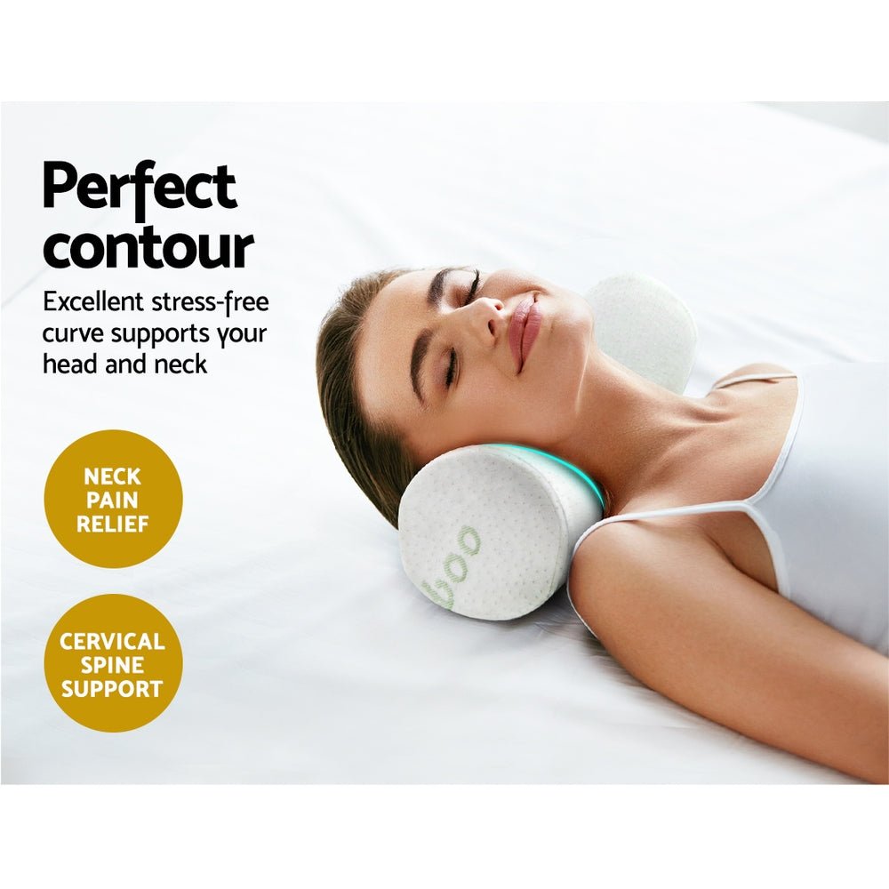 Giselle Bedding Memory Foam Pillow with Bamboo Cover - Orthopedic Neck Support Pillow for Side, Back & Stomach Sleepers - Ideal for Home, Office & Travel Use