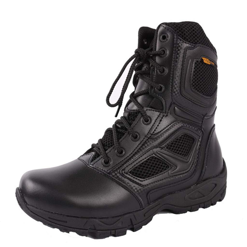 Men's Waterproof Military Tactical Boots - High Top Combat Boots for Outdoor Training, Desert & Hiking - Durable Cowhide Leather - Black (Size 45/UK 10.5/US 11) - Perfect for Army Drills, Camping & Adventure Activities