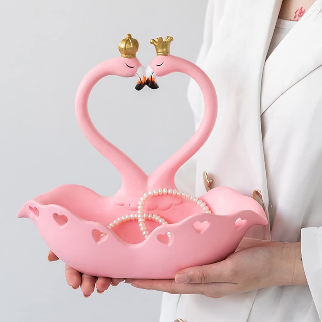 Flamingo Key Holder & Storage Bowl - Decorative Animal Figurine for Keys, Coins, Jewelry, Phone & Wallet - Red Desktop Organizer for Home, Office & Entryway Decor