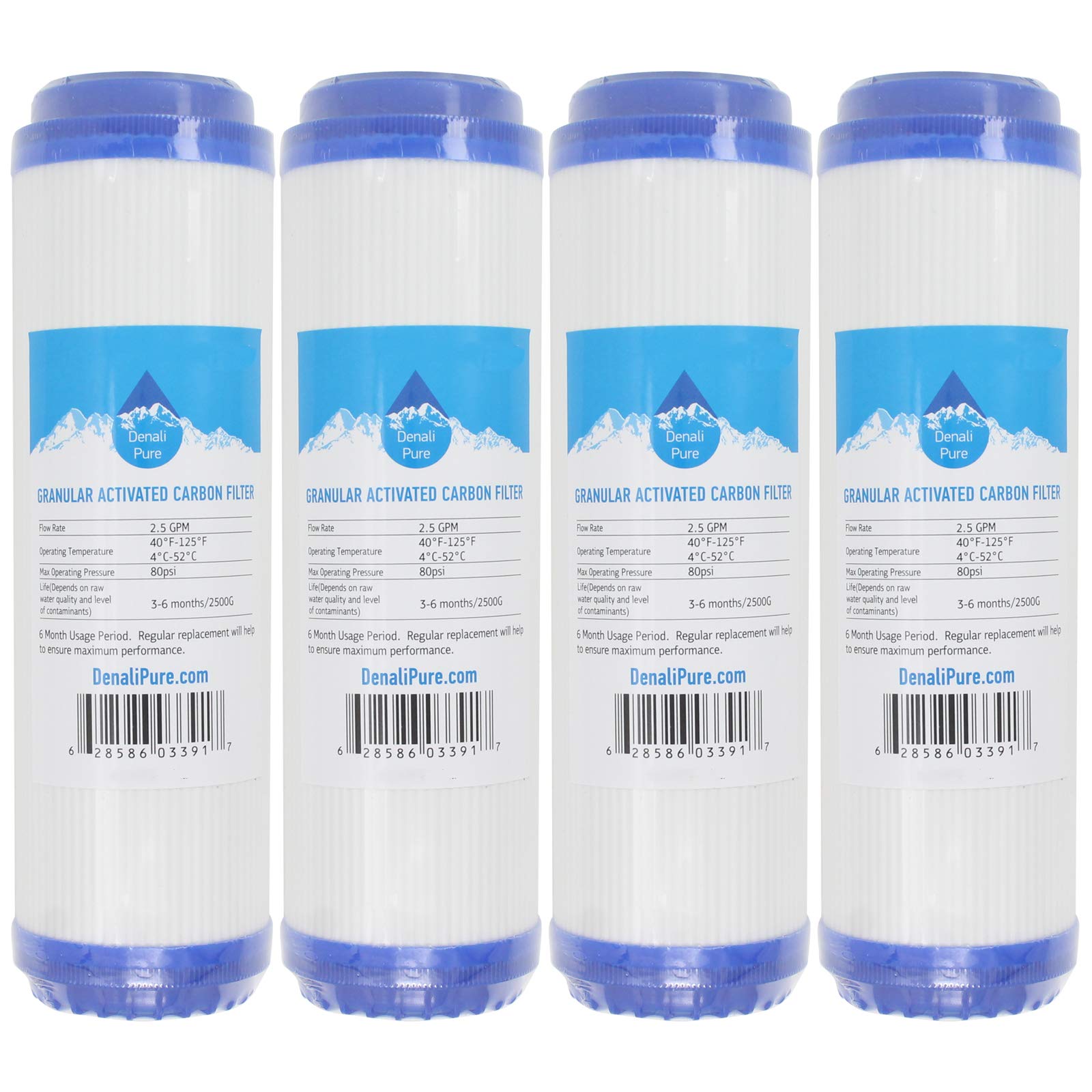 4-Pack Replacement Granular Activated Carbon Water Filter Cartridge for Anchor AF-3700 - Universal 10-Inch Filter Compatible with 7-Stage Countertop Systems | Perfect for Home, Office & RV Water Purification