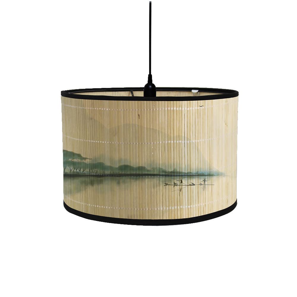 Handmade Bamboo Lamp Shade - Traditional Chinese Landscape Chandelier with Detachable Japanese Style Lampshade - Perfect for Floor Lamps & Table Lamps - Elegant Home Decor for Living Room, Bedroom & Office Lighting