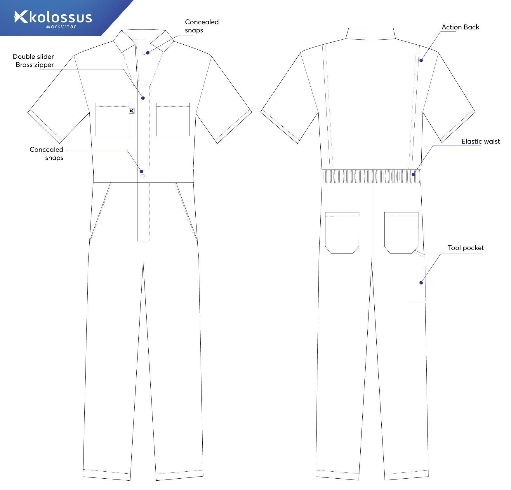 Kolossus Men's Short Sleeve Work Coveralls - Durable Blended Fabric Jumpsuit for Construction, Mechanics & DIY Projects - Comfortable Workwear for Hot Weather
