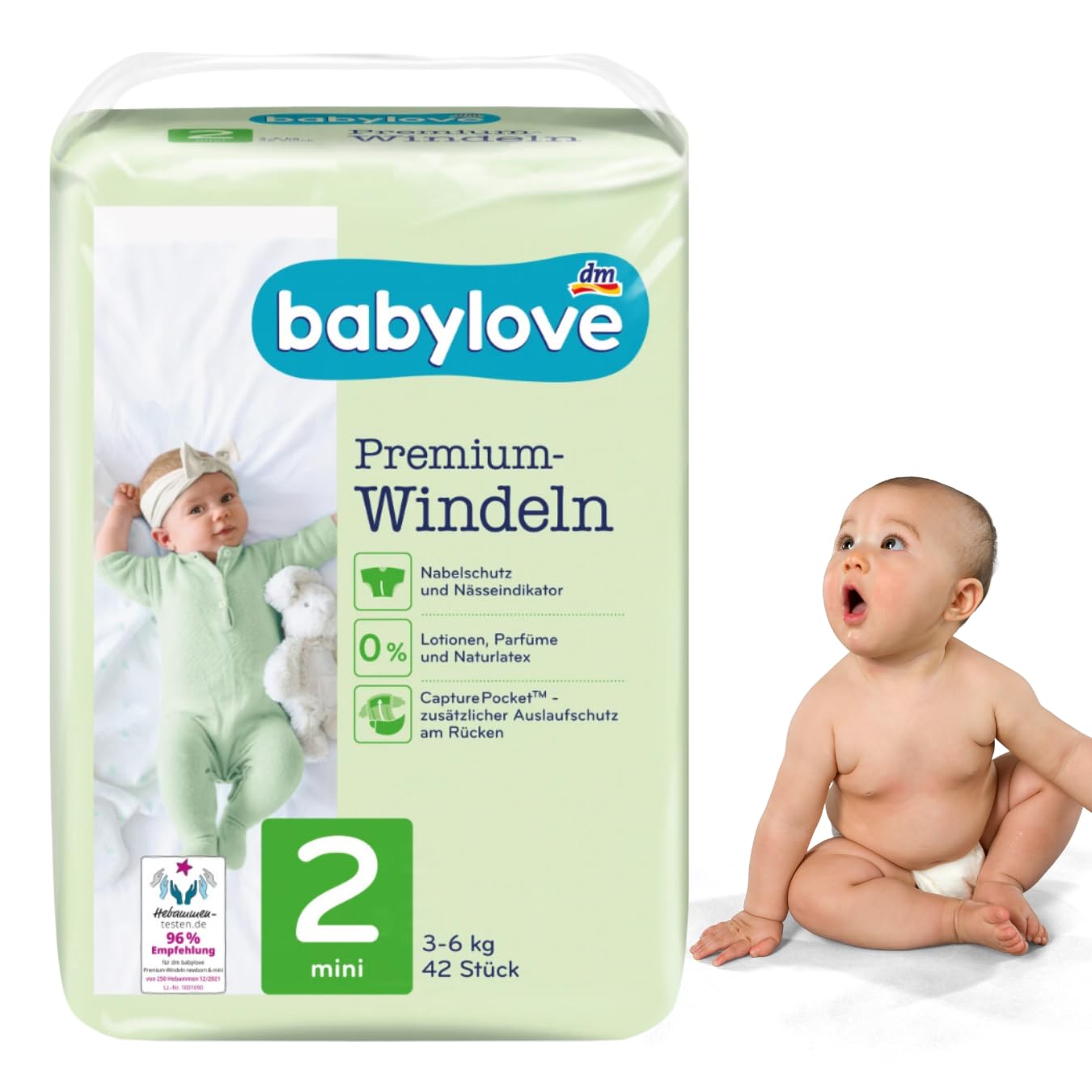 Babylove Premium Soft Diapers Size 2 (3-6 kg) - Pack of 42 Ultra Absorbent Baby Nappies for Newborns | Gentle Skin Protection for Day & Night Use