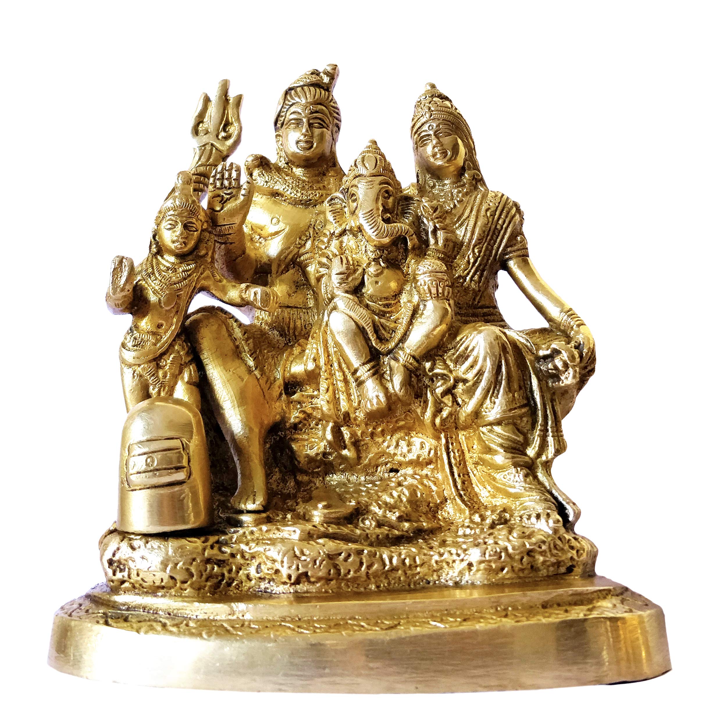 Handcrafted Brass Statue of Lord Shiva, MATA Parvati, Ganesha & Kartikeya - Hindu God Idol for Pooja Mandir, Home Decor & Spiritual Gifts - Perfect for Meditation, Worship & Indian Festival Celebrations