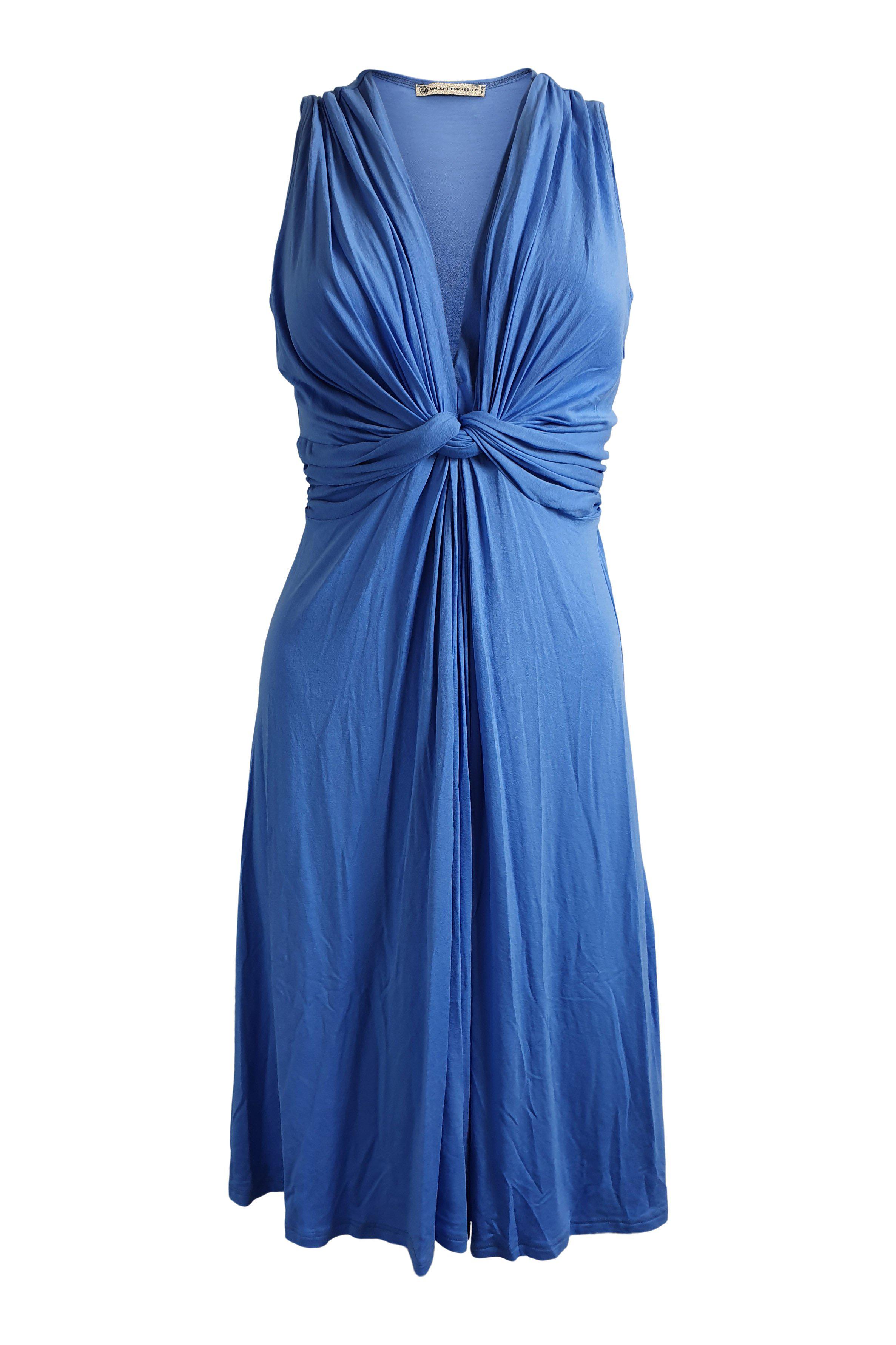 MAILLE DEMOISELLE Blue Twist Front Monroe Style Tie Back Dress - Vintage 1950s Retro Swing Dress for Women | Perfect for Cocktail Parties, Date Nights & Pinup Fashion