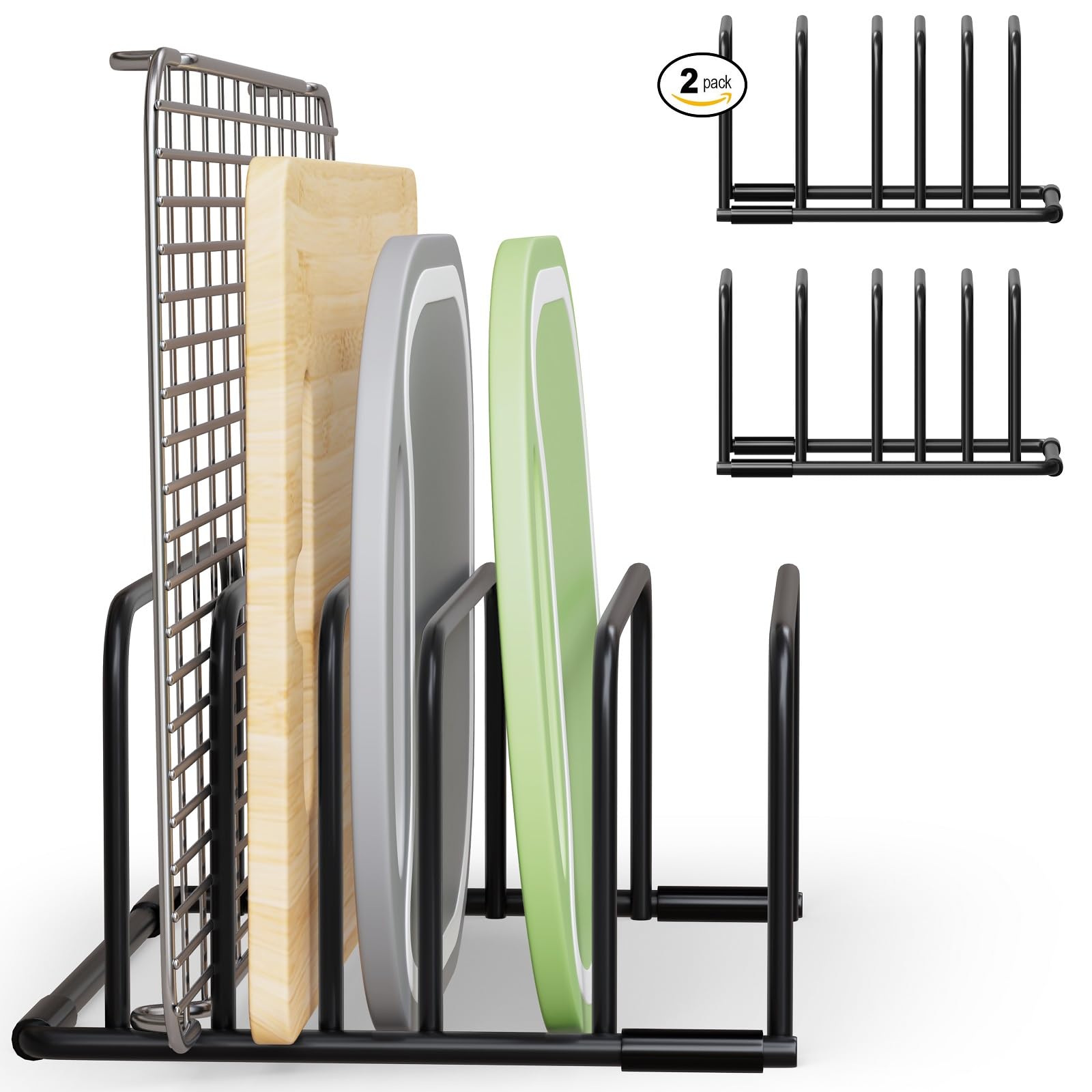 Stainless Steel Cutting Board Organizer Rack - Space Saving Kitchen Storage for Cutting Boards, Baking Sheets, Trays and Bakeware - Perfect for Cabinet & Countertop Organization - Ideal for Home Chefs and Organized Kitchens