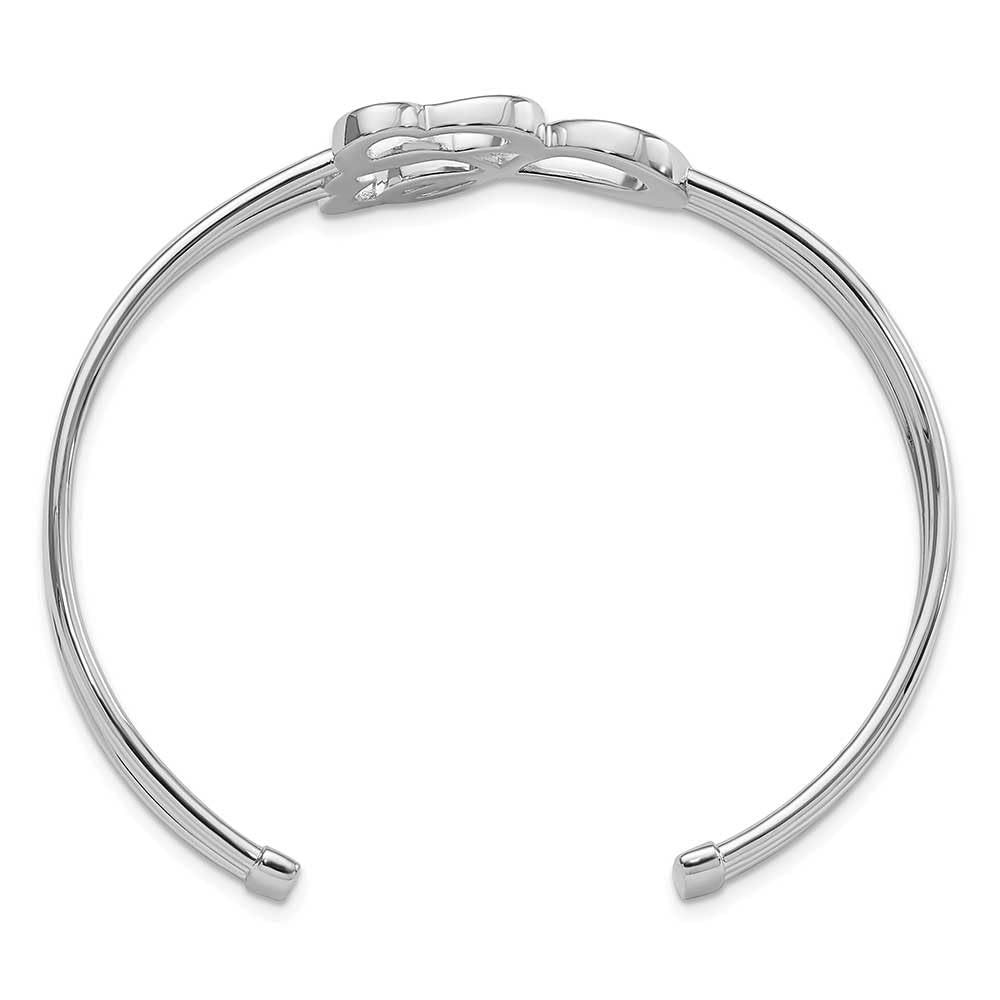 Sterling Silver Rhodium Plated Heart & Infinity Cuff Bangle Bracelet for Women - Elegant Jewelry Gift for Anniversary, Valentine's Day & Special Occasions