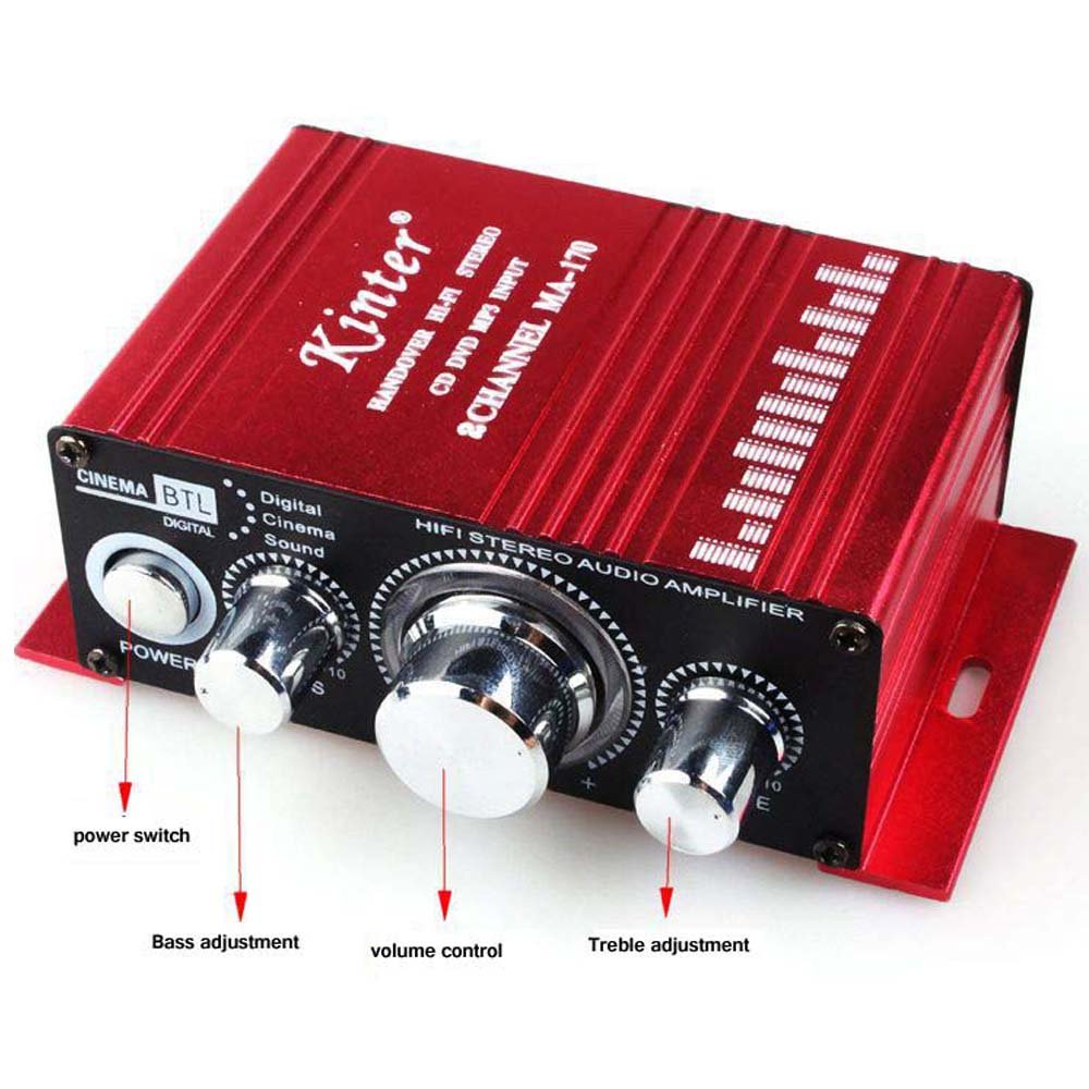 MA170 2 Channel Hi-Fi Stereo Power Amplifier for Motorcycle, Car & Boat Audio System - Compact Sound Booster for Road Trips, Marine Adventures & Outdoor Entertainment