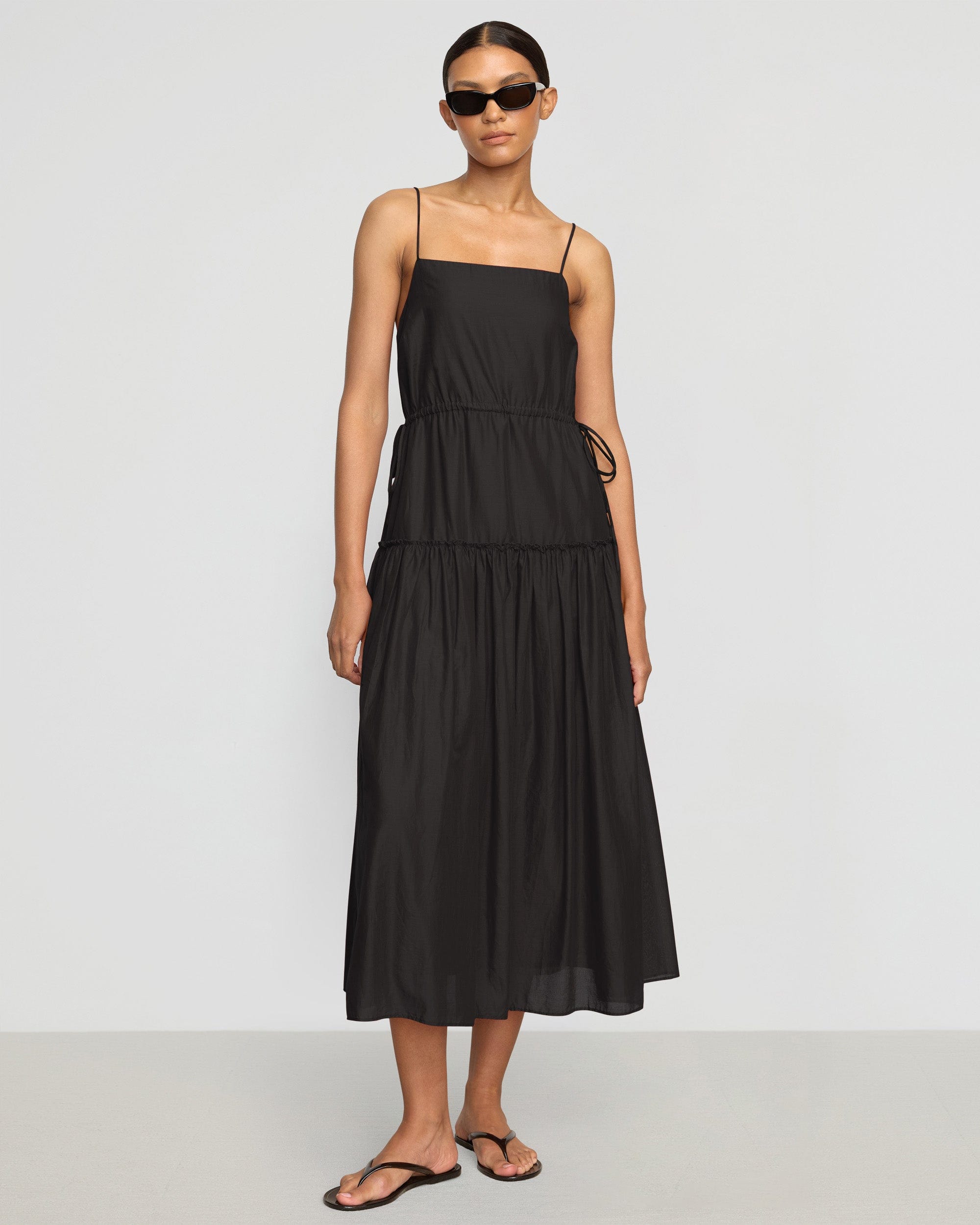Eco-Friendly Dalia Tie Waist Tiered Cotton Dress for Women | Summer Boho Maxi Dress | Perfect for Beach, Vacation & Casual Outings