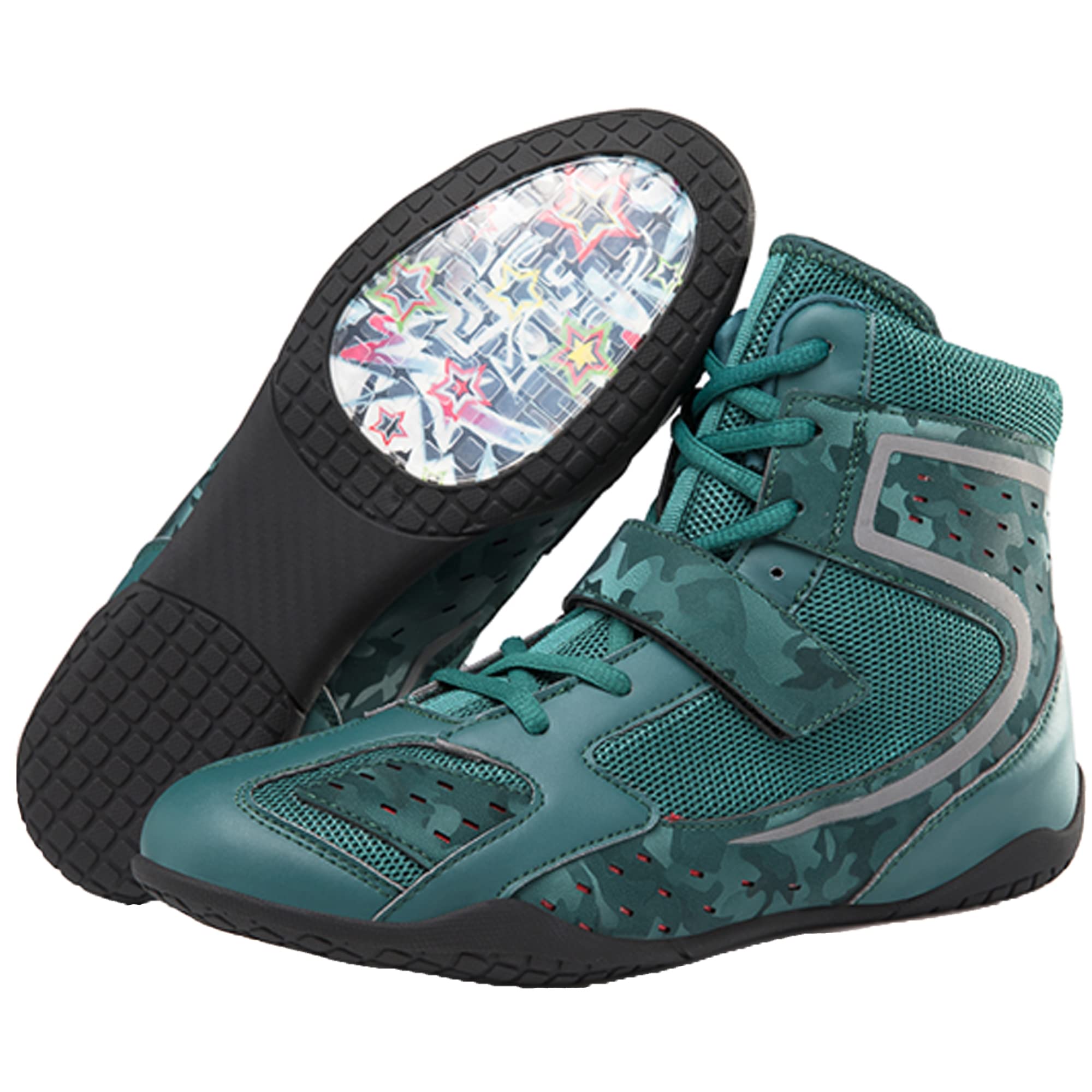 Men's High-Top Wrestling Boots - Lightweight Boxing & Weightlifting Shoes for Training & Competition - Non-Slip Sanda Martial Arts Shoes (Green, Size 10) - Perfect for MMA, Gym Workouts & Combat Sports