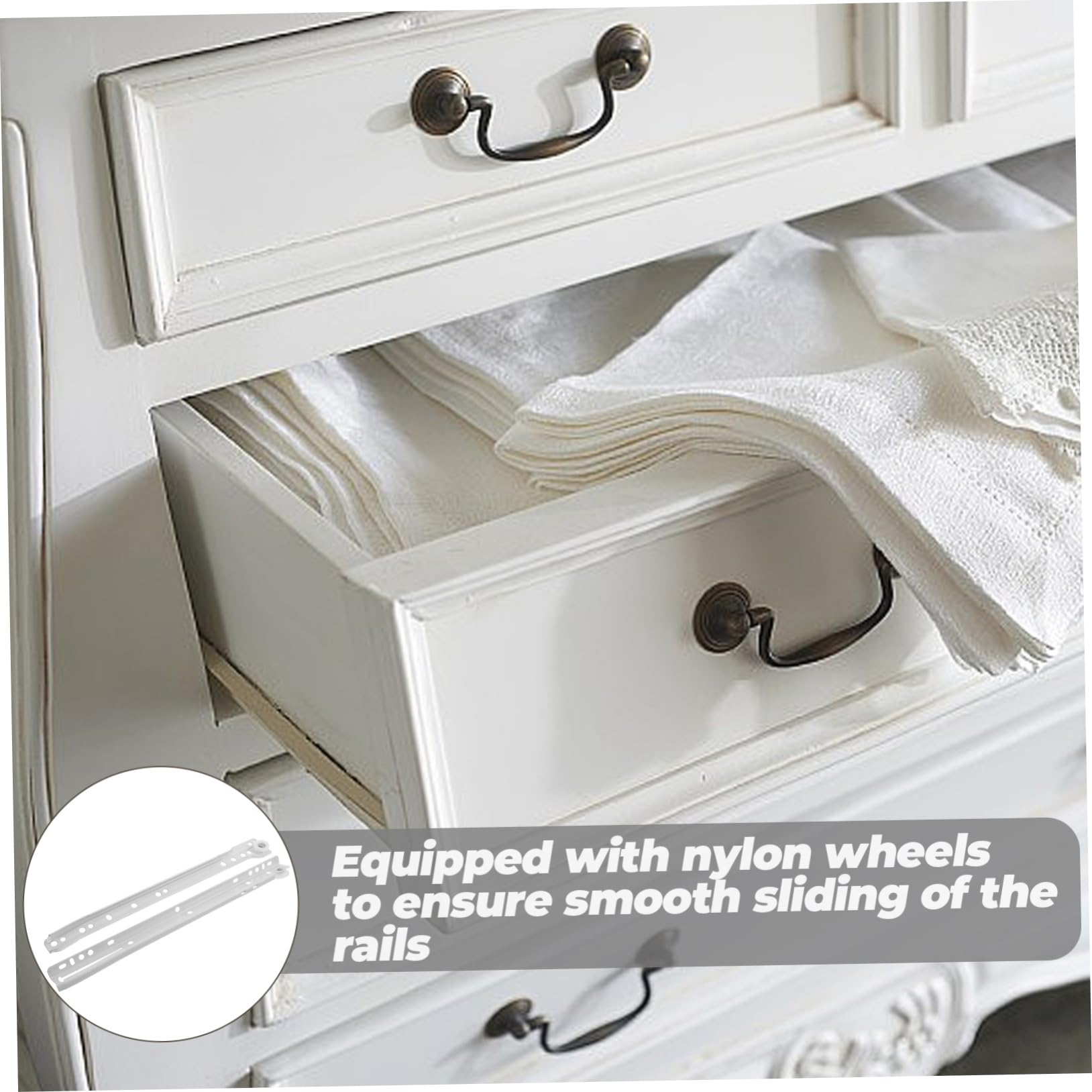 2 Sets Heavy Duty Drawer Slides for Cabinets, Cupboards, Closets & Desks - 500lb Load Capacity Ball Bearing Extension Rails for Smooth Gliding - Perfect for Kitchen, Office & Storage Organization