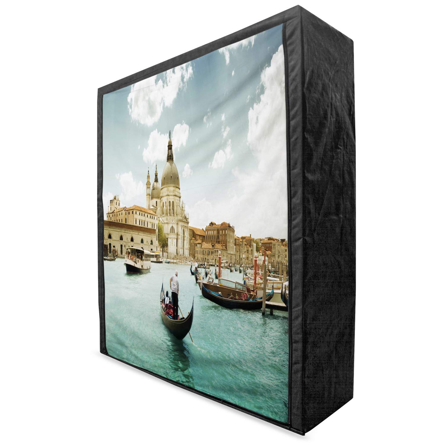Ambesonne Venice Portable Fabric Wardrobe - Santa Maria Della Salute Grand Canal Aerial View Italy - 59