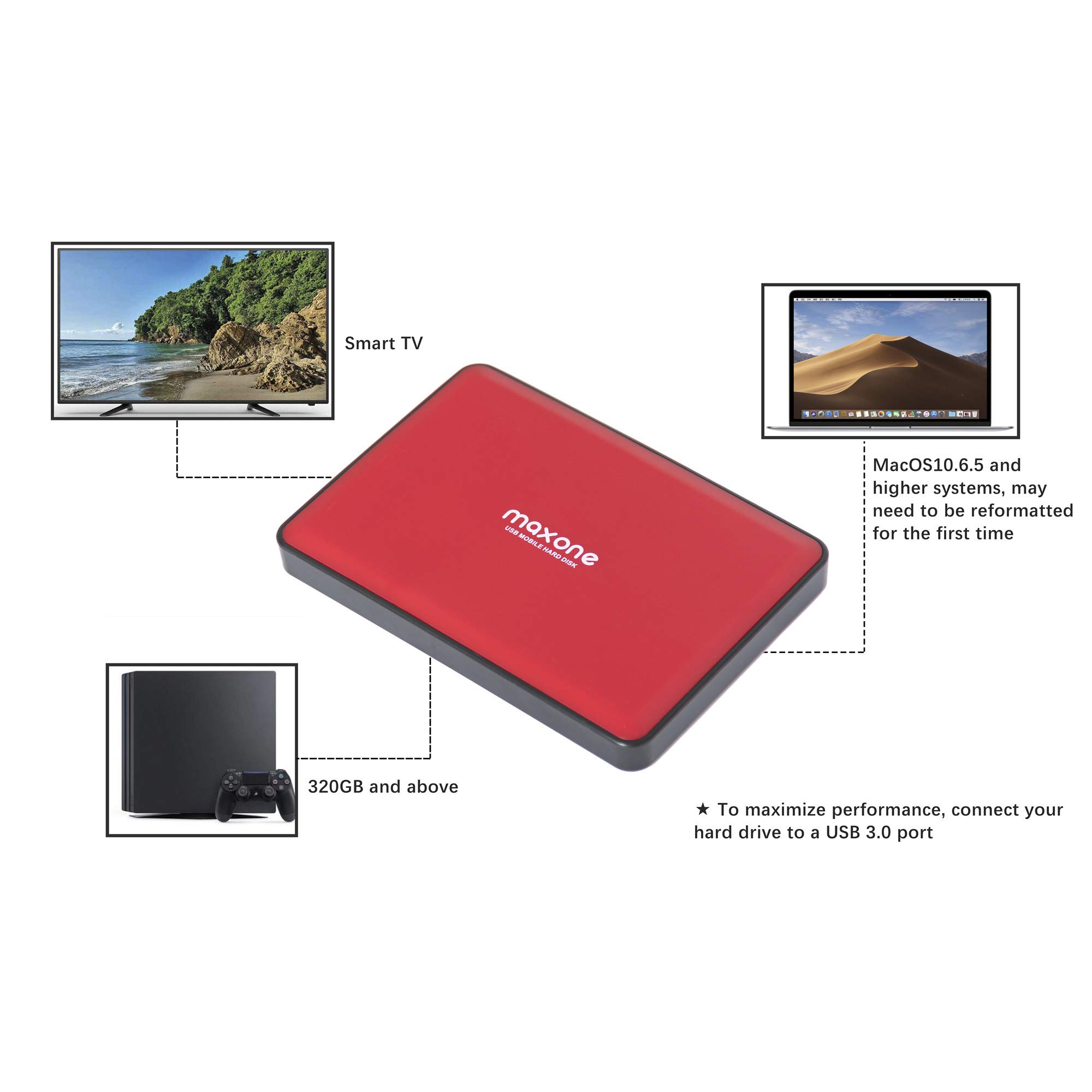 Maxone 160GB Portable External Hard Drive USB 3.0 - 2.5