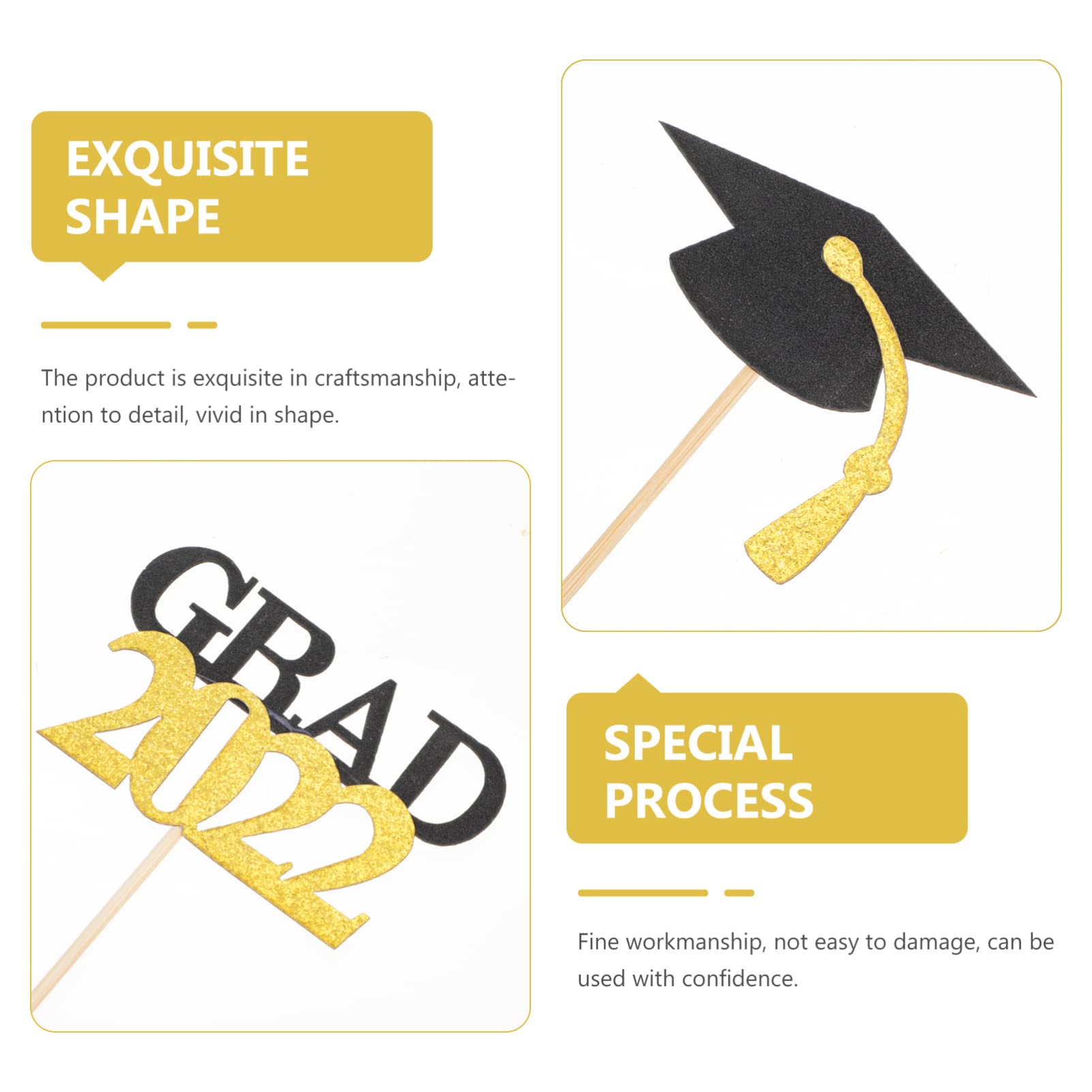 PRETYZOOM 30PCS 2022 Graduation Cupcake Toppers & Cake Decorations - Gold & Black Graduation Party Supplies for High School, College Celebrations - Perfect for Graduation Cakes, Cupcakes, Dessert Tables and Party Decor