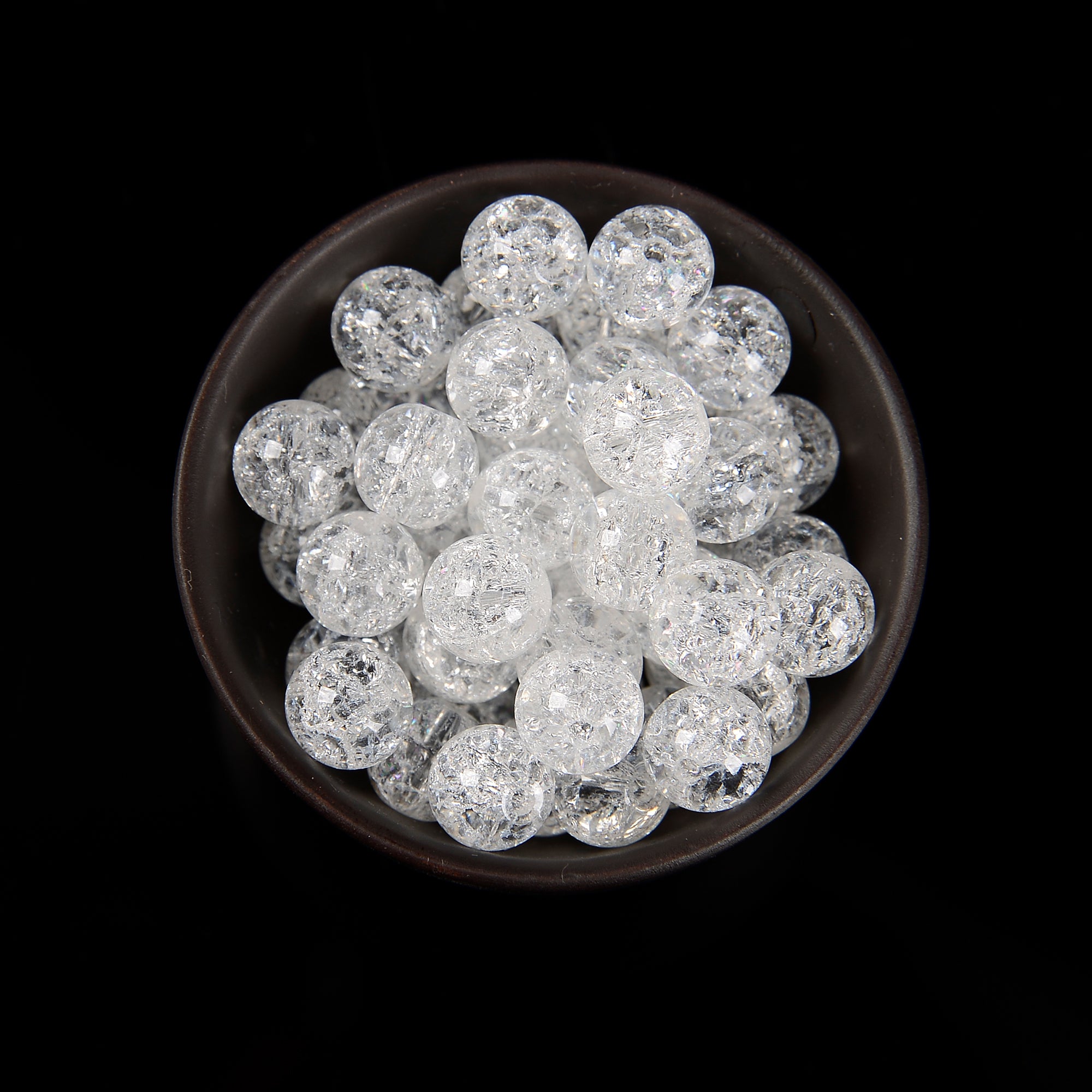 Clear Crackled Quartz Smooth Round Beads 6mm 8mm 10mm 15.5 Inch Strand - DIY Jewelry Making, Bracelet & Necklace Crafting Supplies for Women