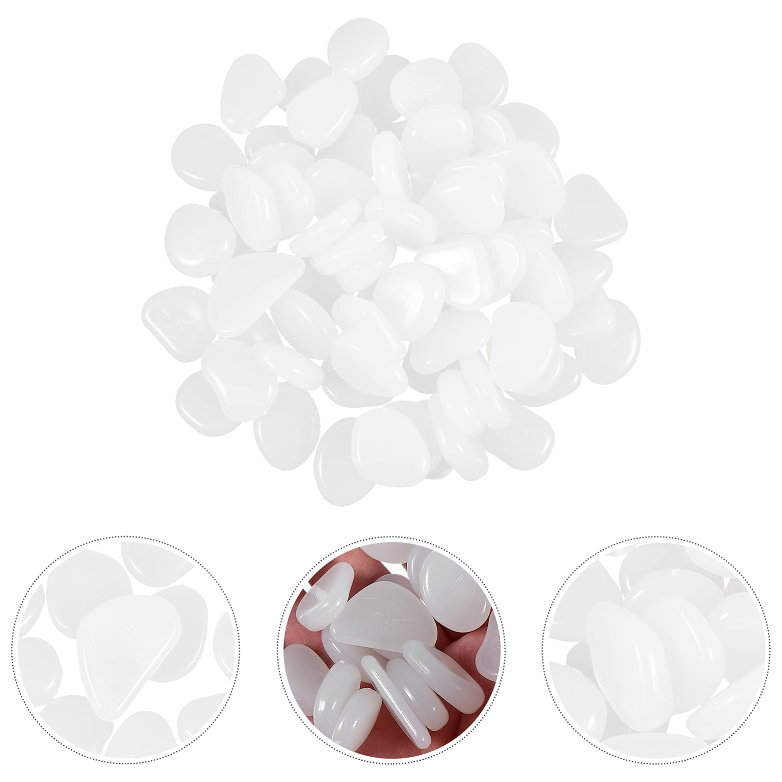 100PCS White Bamboo Fish Tank Decorations - Artificial Plants & Crystal Pebble Stones for Aquarium Landscaping, River Rock Shine - Perfect for Home, Office, Aquarium & Terrarium Decoration