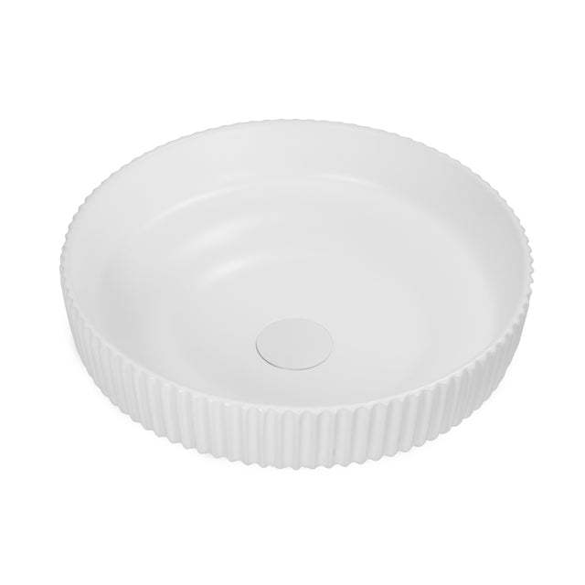Bao Concertina 410mm Above Counter Bathroom Sink - Matte White Finish for Modern Vanity & Powder Room Decor