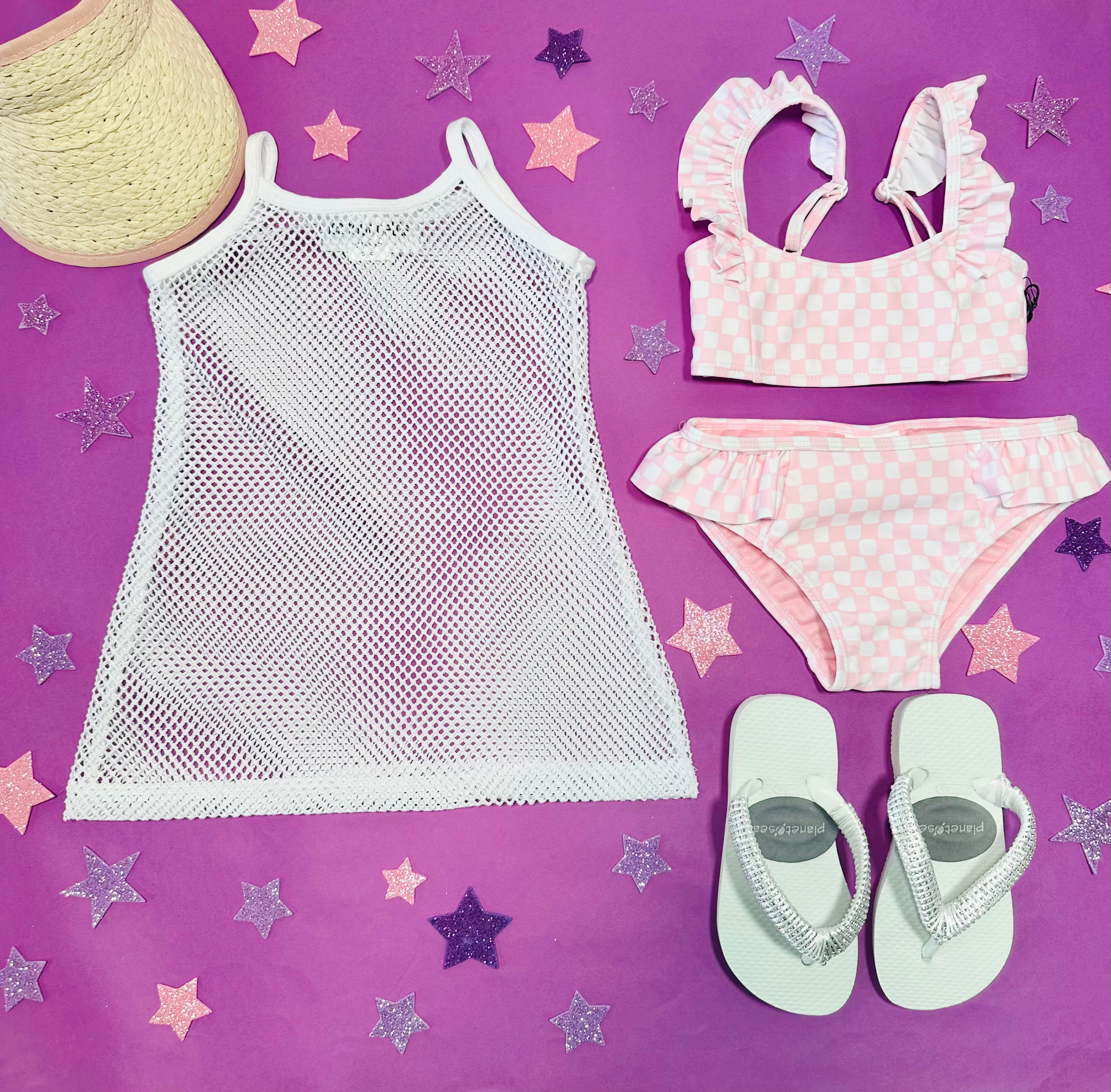 Happy Daze Checkered Two-Piece Sporty Bikini - Trendy Swimwear for Beach, Pool & Summer Vacations