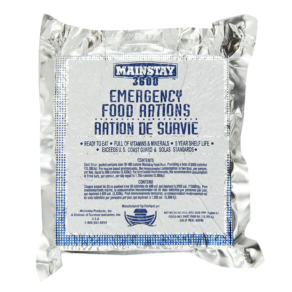 Mainstay Food Bar 3600 Calorie Emergency Survival Rations - Case of 10 Bars for Camping, Hiking & Disaster Preparedness