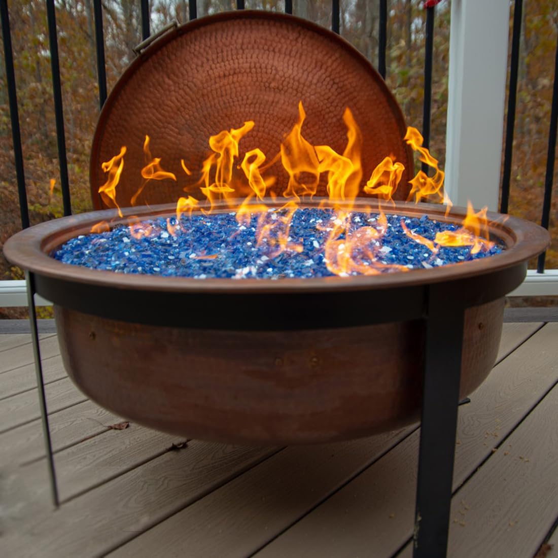 Premium 1/2 Inch Reflective Fire Glass Rocks for Propane Fire Pits - 5 lbs Cobalt Blue Fireplace Gems for Outdoor Fire Tables, Patio Heaters & Landscaping - Perfect for Backyard Gatherings, Poolside Relaxation & Cozy Evenings
