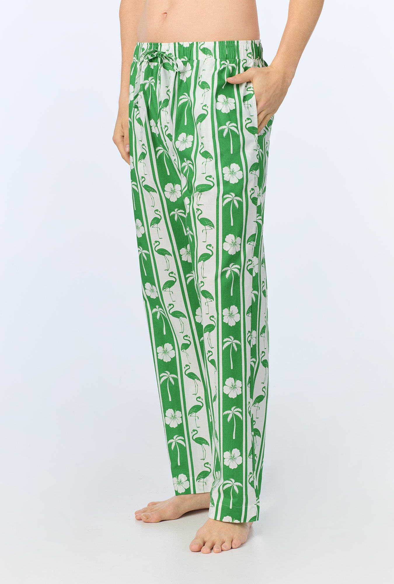 Aloha Stripe Men's Woven Cotton Poplin Pajama Pants - Soft & Breathable Sleepwear for Lounge & Vacation