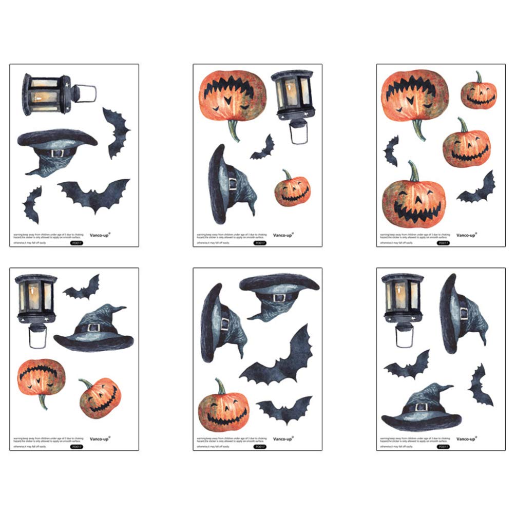ULTECHNOVO 42pcs Halloween Pumpkin Bat Stickers - Removable Horror Window & Wall Decals for Ghost Festival Party, Home Decor - Perfect for Halloween Decorations, Scary Party Supplies & Spooky Room Decor
