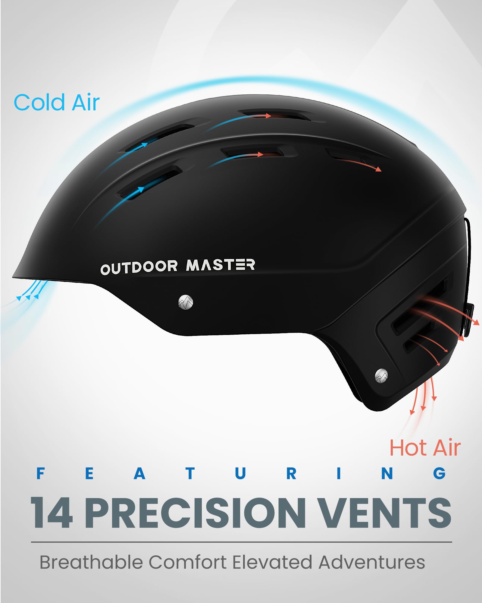 OutdoorMaster Kelvin II Ski Helmet with Wireless Bluetooth - Adjustable Snowboard Helmet for Men, Women & Youth - Built-in Headphones for Music & Calls - Perfect for Skiing, Snowboarding & Winter Sports