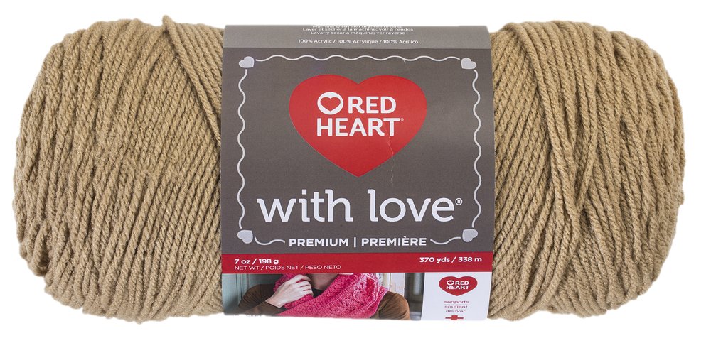 Red Heart With Love Yarn - Soft Tan Acrylic Knitting & Crochet Yarn for Sweaters, Scarves & Blankets - Premium Crafting Yarn for DIY Projects & Home Decor