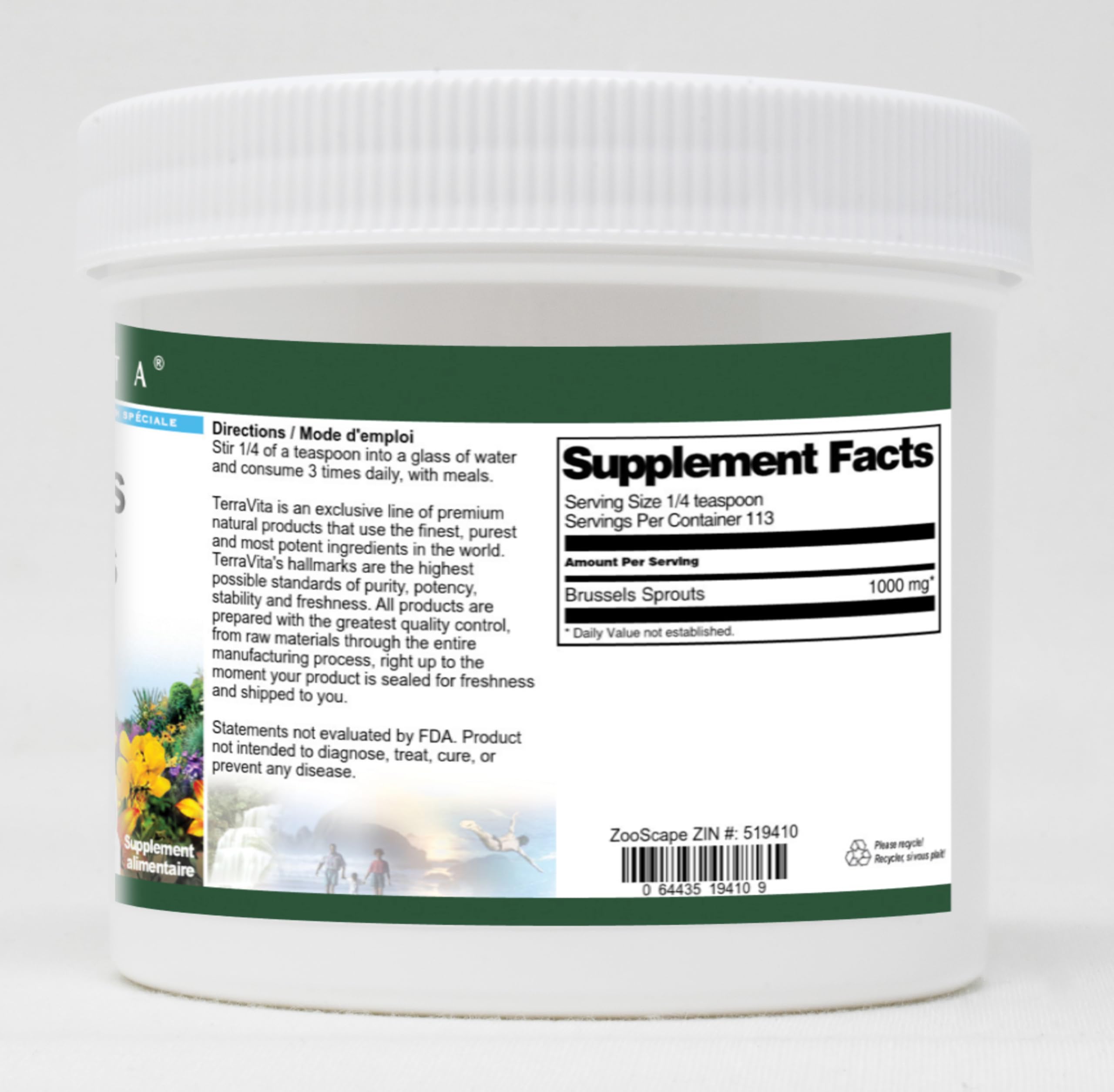 Organic Brussels Sprouts Powder 4oz | Superfood Supplement for Smoothies & Baking | Non-GMO, Gluten-Free | Antioxidant Rich for Immune Support & Detox