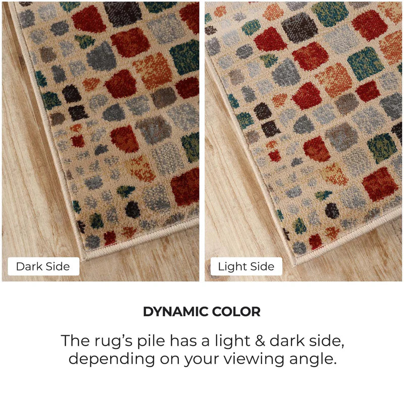 Dexter Abstract Cobblestone Indoor Area Rug 8x10 - Non-Slip Modern Bohemian Floor Mat for Living Room, Bedroom, Office Decor