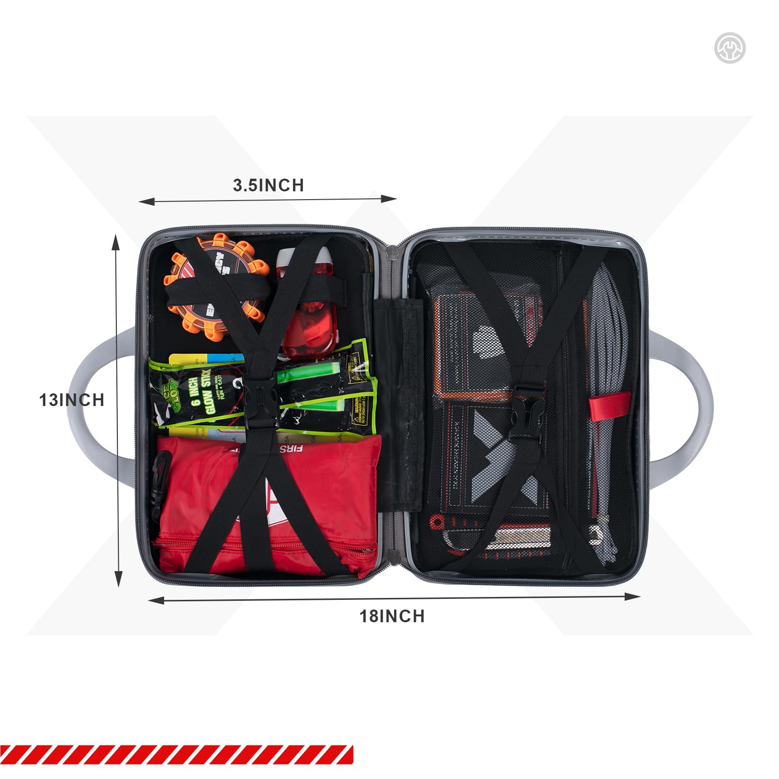 KITGO 137-Piece Roadside Emergency Car Kit with Jumper Cables, Tow Strap & Safety Tools - Essential Car Rescue Kit for Men & Women - Perfect Gift for Drivers - Ideal for Road Trips, Winter Driving & Vehicle Breakdowns (Black)