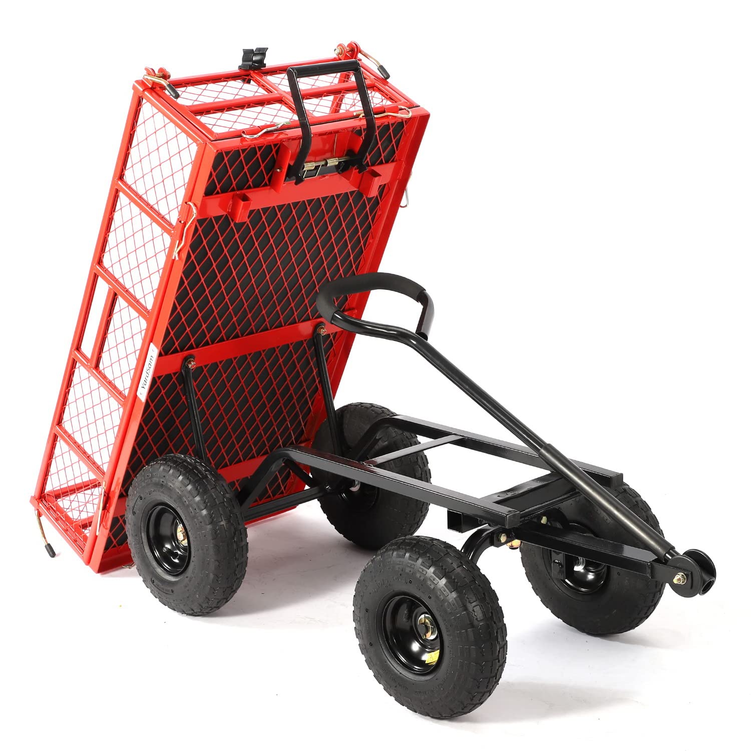 Heavy Duty Steel Dump Garden Cart - 400Lbs Capacity Utility Wagon with Removable Sides & 10
