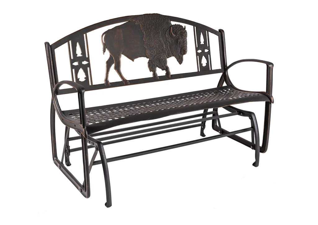 Premium Outdoor Bison Glider Bench - Heavy-Duty All-Weather Patio Swing with Smooth Rocking Motion | Perfect for Gardens, Porches, Decks & Backyard Relaxation