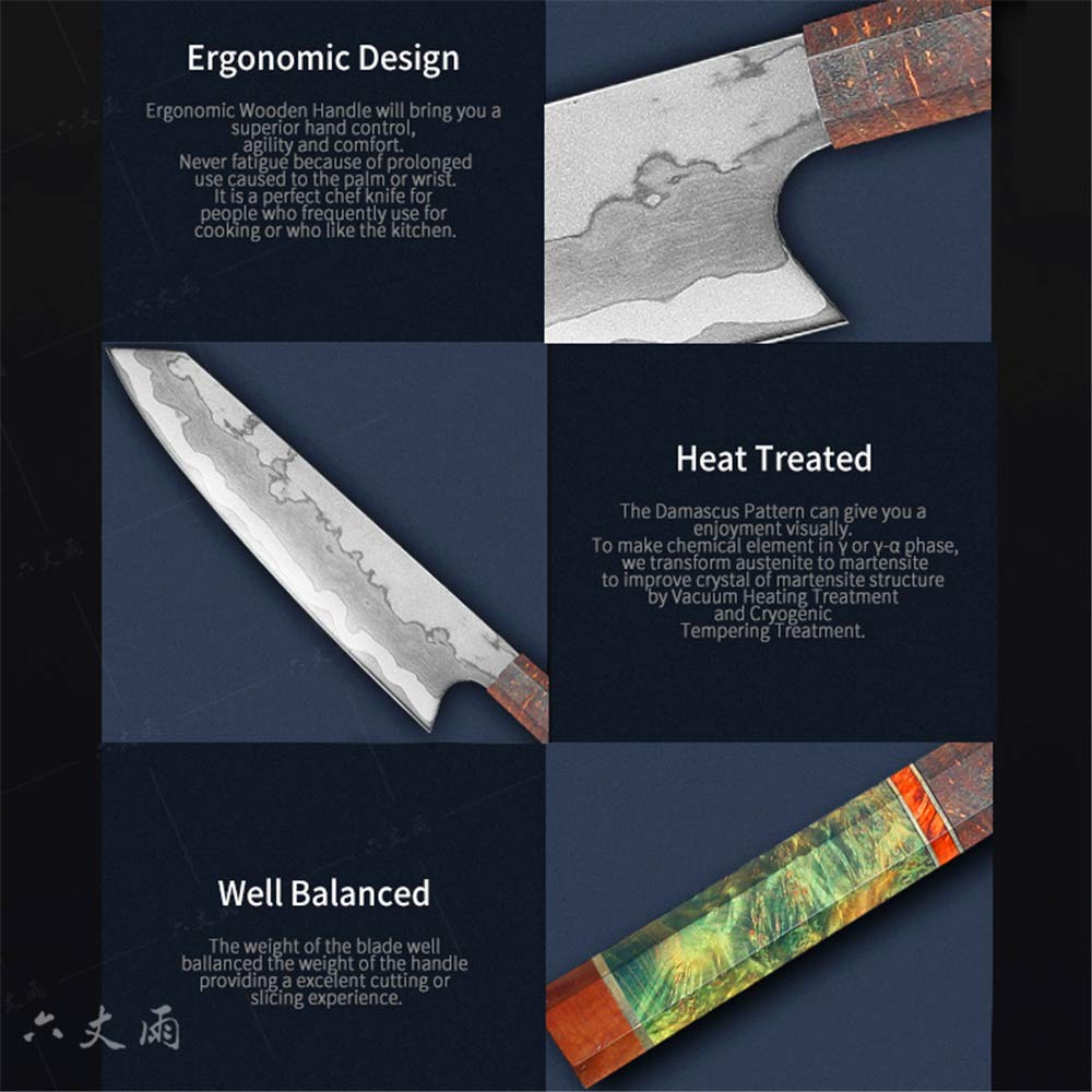 Professional Japanese 440C Steel Santoku Chef Knife - Ultra Sharp Kitchen Cleaver & Slicer for Meat, Vegetables & Sushi - Premium Kitchen Tools for Home Cooks & Professional Chefs (JDH04)