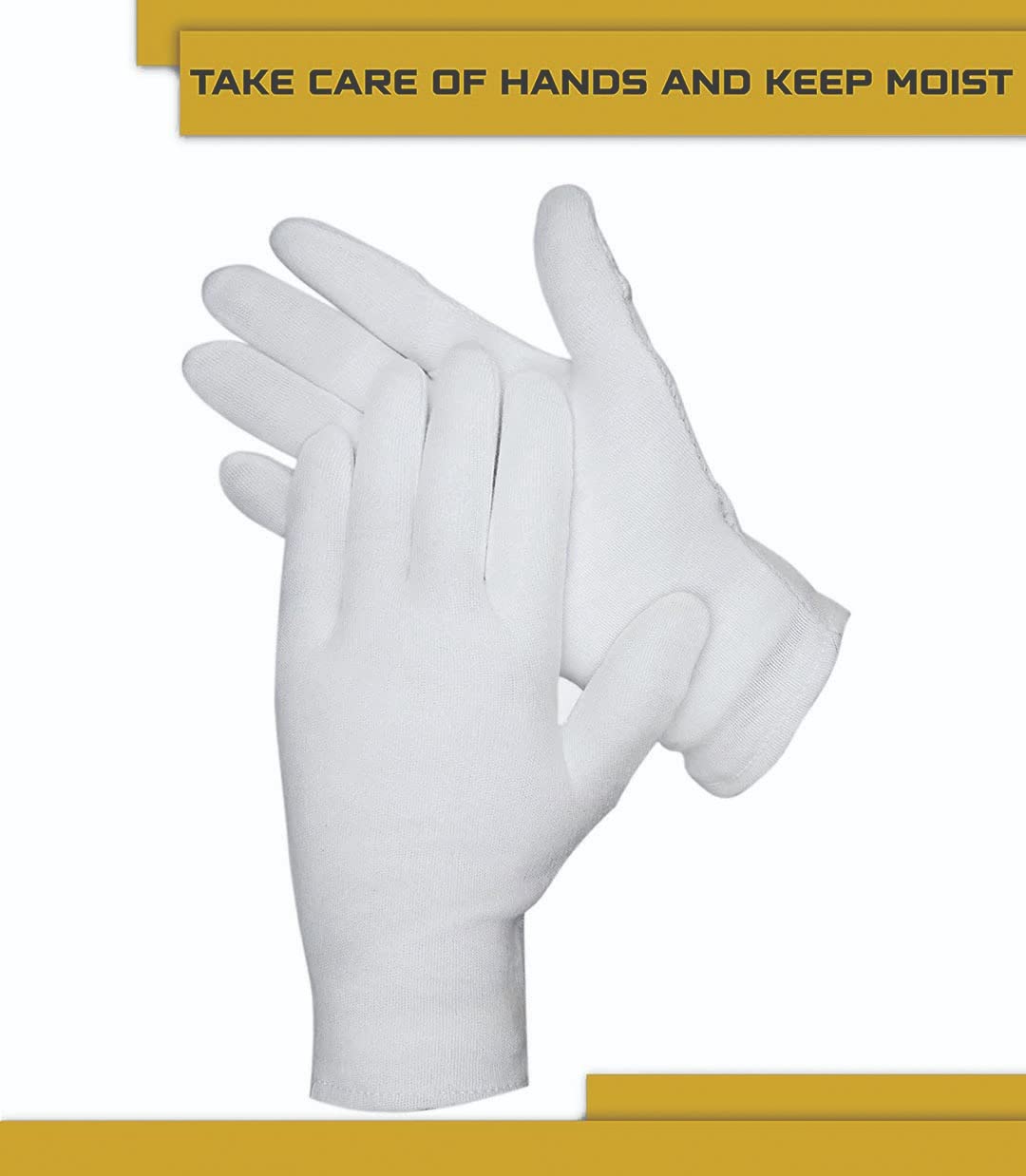 24 Pcs White Cotton Gloves for Dry Hands - Moisturizing Protective Gloves, Reusable & Machine Washable - Perfect for Skincare, Inspection Work & Household Cleaning